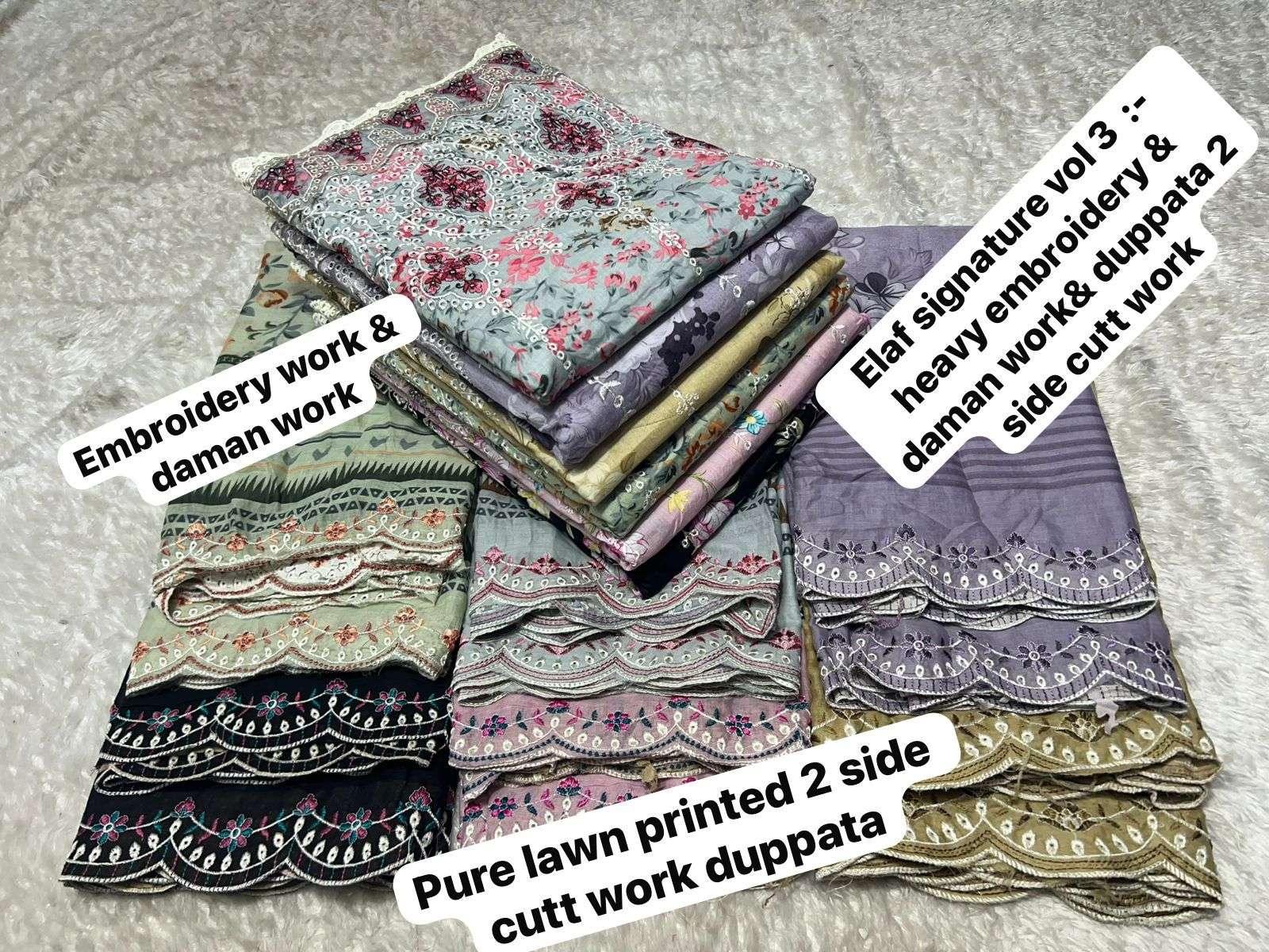 SAPPHIRE ELAF SIGNATURE VOL 3 LAWN COTTON PRINTED WITH EMBROIDERY WORK SUIT