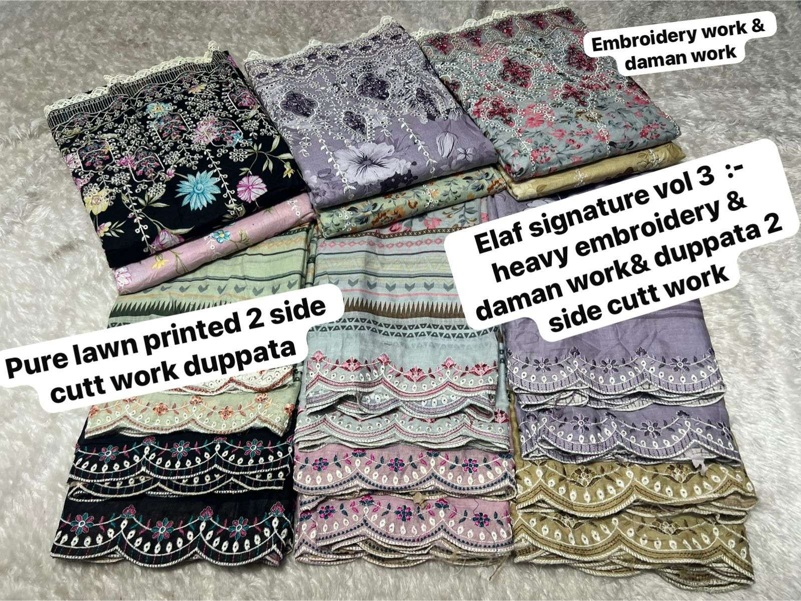 SAPPHIRE ELAF SIGNATURE VOL 3 LAWN COTTON PRINTED WITH EMBROIDERY WORK SUIT