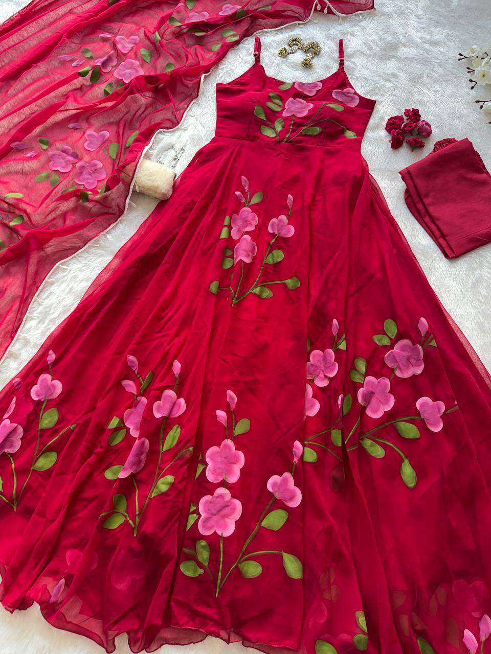 SC 339 GEORGETTE MODERN LOOK DESIGNER ANARKALI GOWN STYLE DRESS