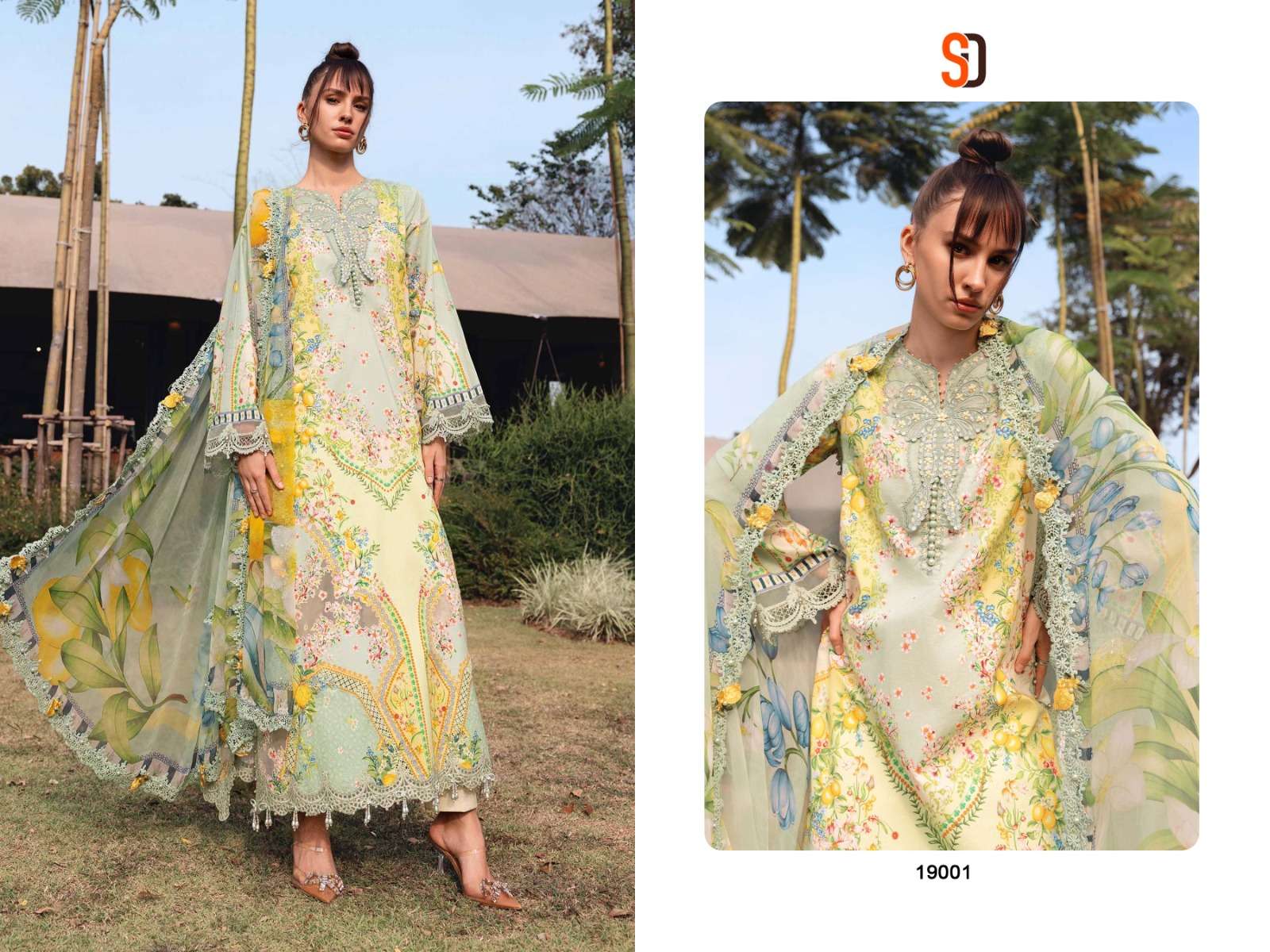 SHARADDHA DESIGNER M PRINT VOL 19 LAWN COTTON PRINT WITH PATCH EMBROIDERY WORK SALWAR KAMEEZ 