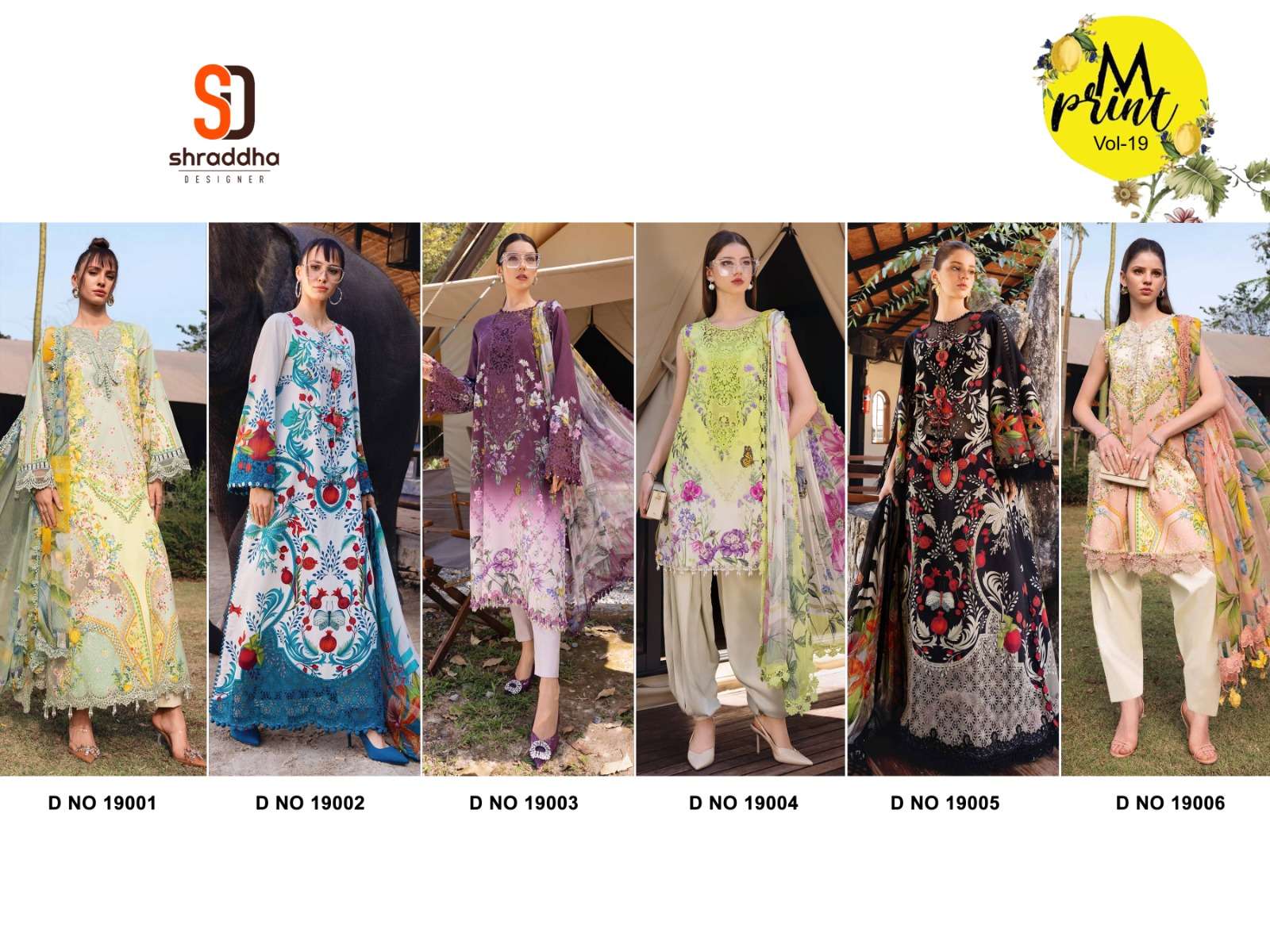 SHARADDHA DESIGNER M PRINT VOL 19 LAWN COTTON PRINT WITH PATCH EMBROIDERY WORK SALWAR KAMEEZ 