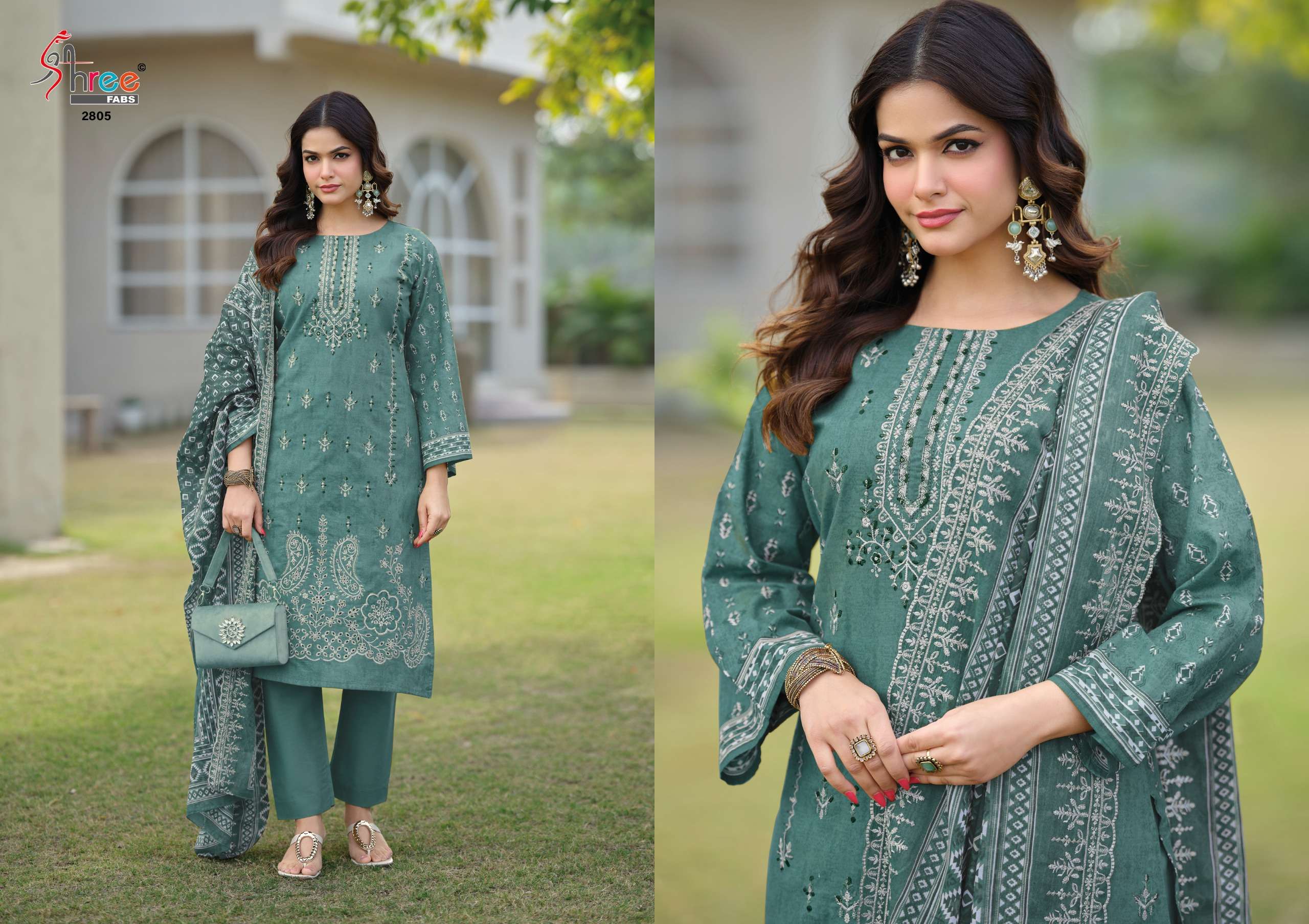 SHREE FABS BIN SAEED LAWN COLLECTION VOL 28 LAWN COTTON PRINT WITH EMBROIDERY WORK SUITS 