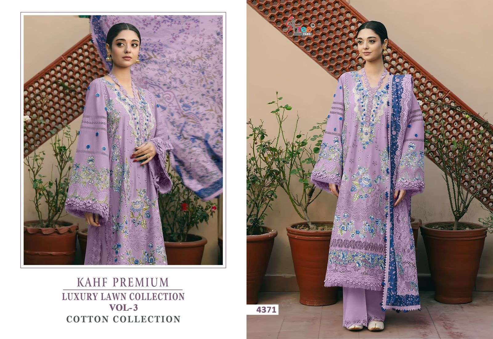 SHREE FABS KAHF PREMIUM EMBROIDERED COLLECTION VOL 3 COTTON EMBROIDERY DESIGNER SUIT