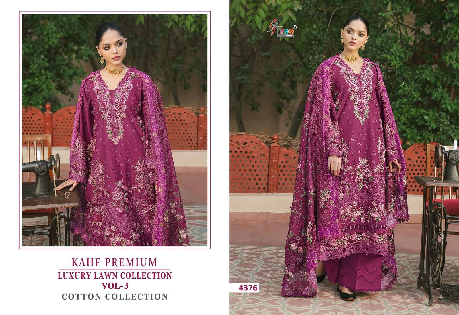 SHREE FABS KAHF PREMIUM EMBROIDERED COLLECTION VOL 3 COTTON EMBROIDERY DESIGNER SUIT