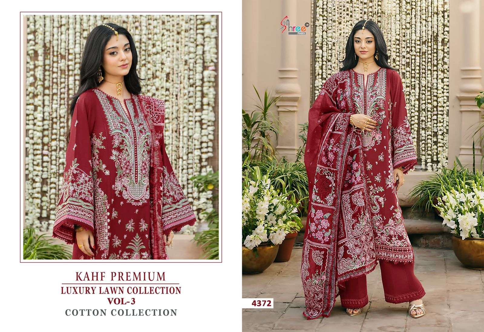 SHREE FABS KAHF PREMIUM EMBROIDERED COLLECTION VOL 3 COTTON EMBROIDERY DESIGNER SUIT