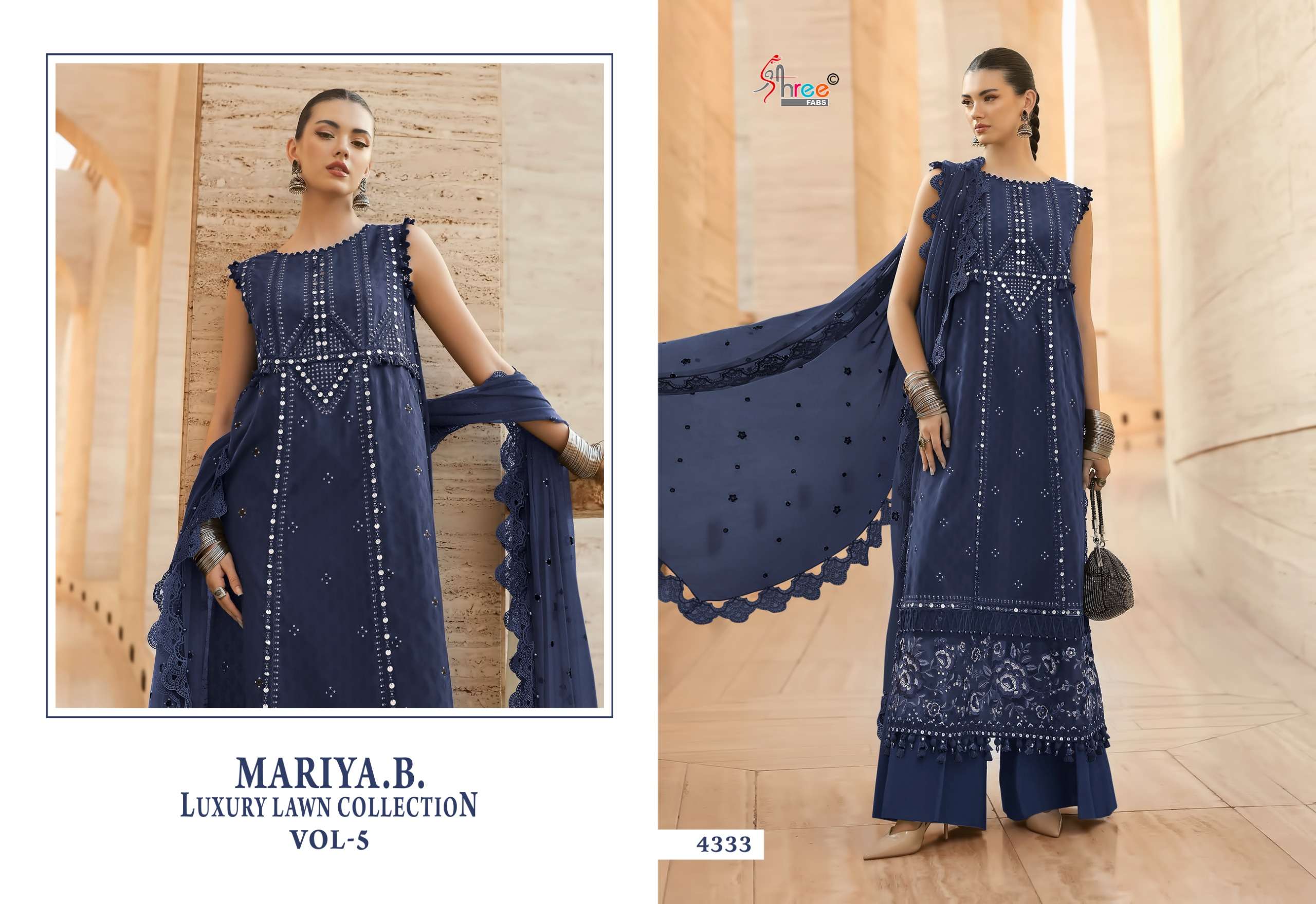 SHREE FABS MARIYA B LUXURY LAWN COLLECTION VOL 5 COTTON HEAVY DESIGNER WORK SUIT
