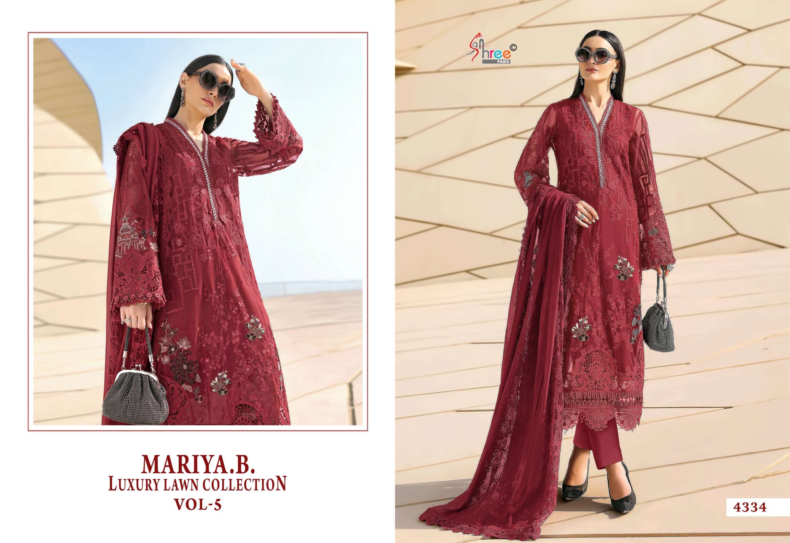 SHREE FABS MARIYA B LUXURY LAWN COLLECTION VOL 5 COTTON HEAVY DESIGNER WORK SUIT