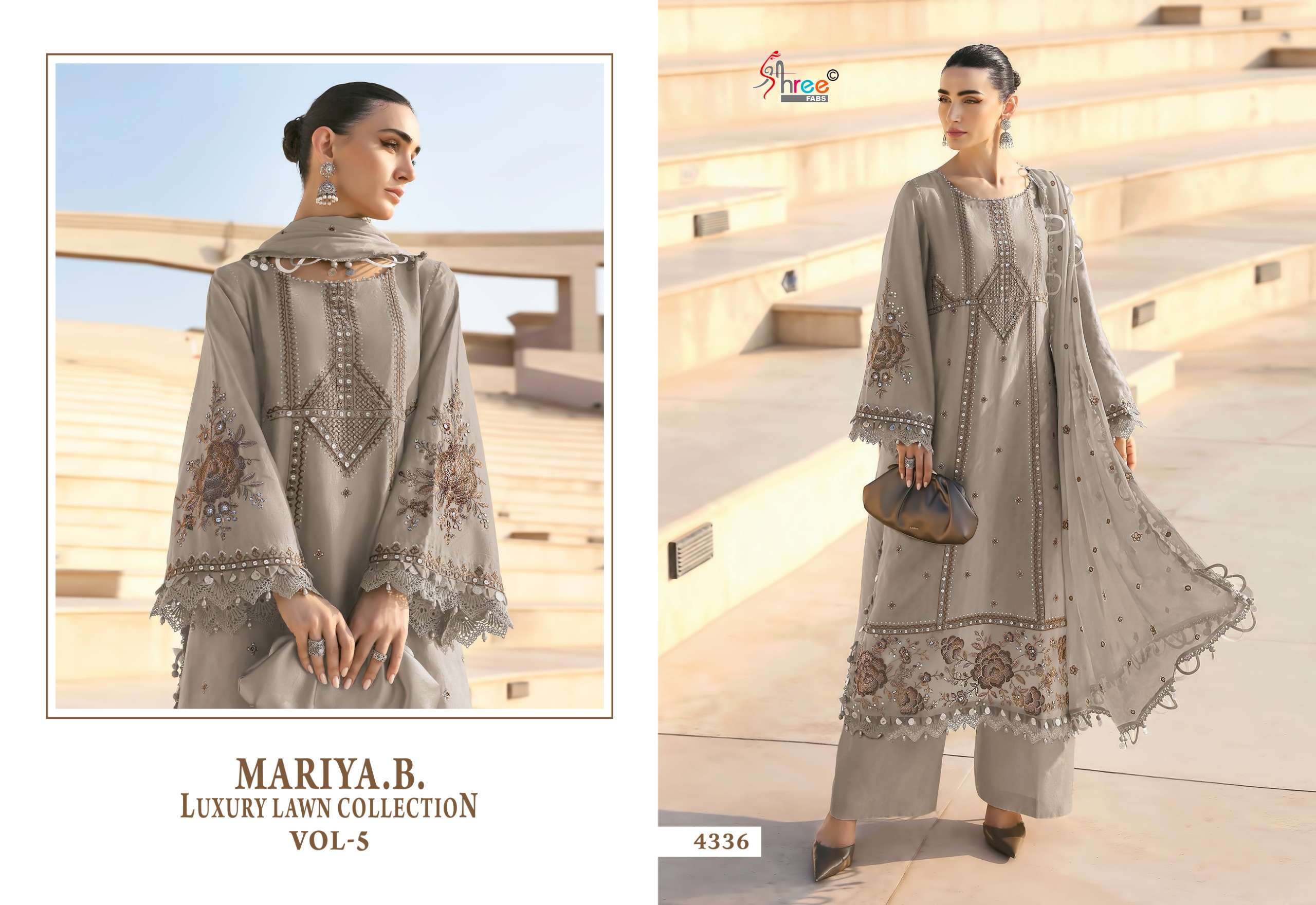 SHREE FABS MARIYA B LUXURY LAWN COLLECTION VOL 5 COTTON HEAVY DESIGNER WORK SUIT