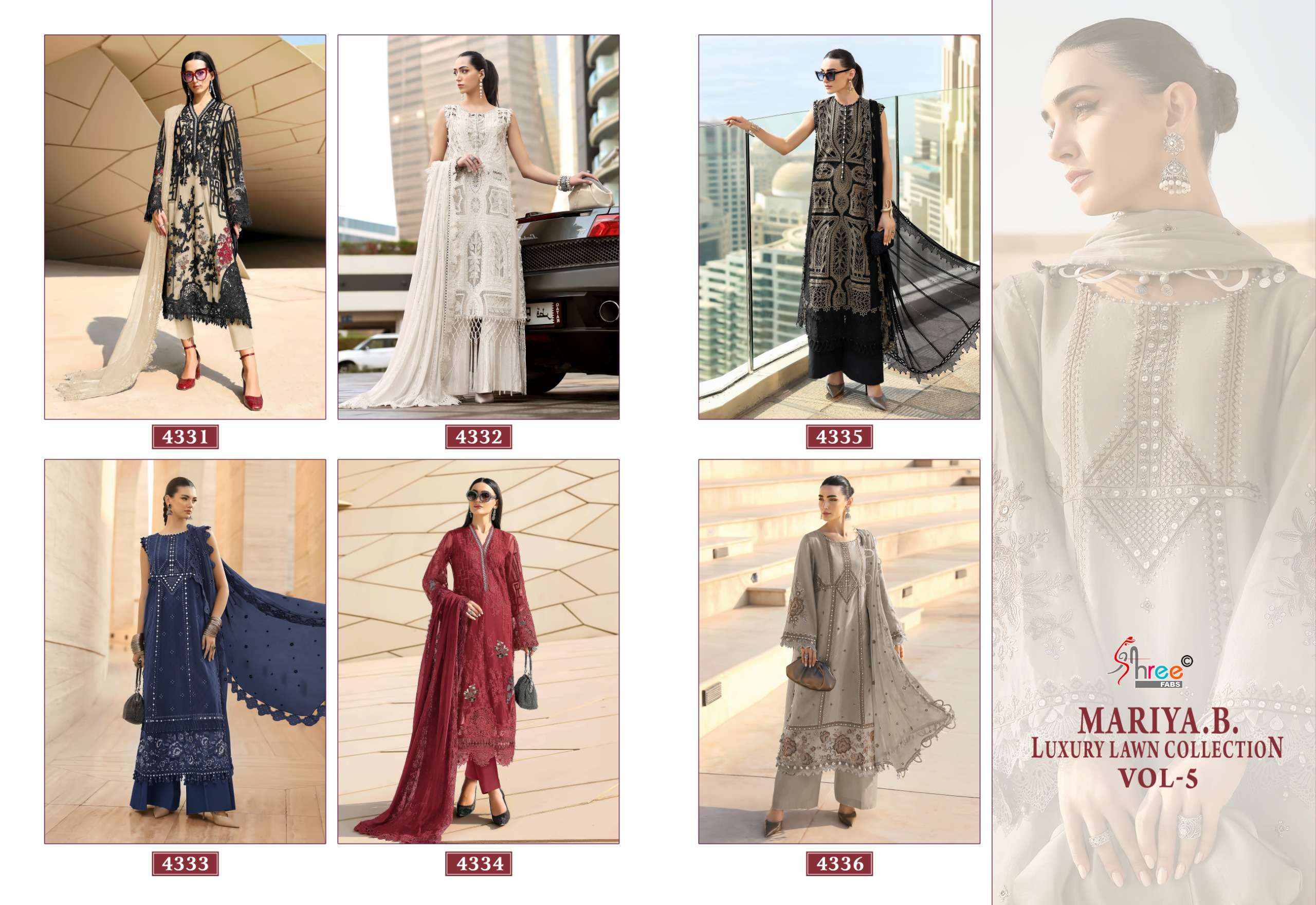 SHREE FABS MARIYA B LUXURY LAWN COLLECTION VOL 5 COTTON HEAVY DESIGNER WORK SUIT