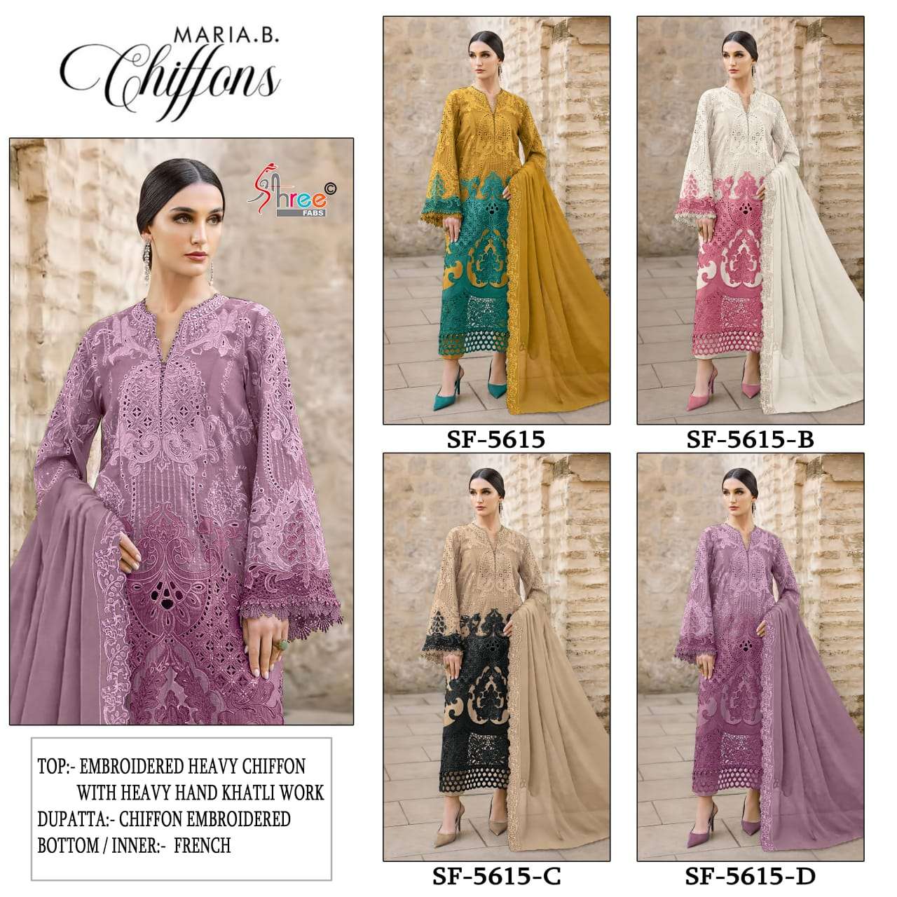 SHREE FABS SF 5615 CHIFFON HEAVY EMBROIDERED DESIGNER PAKISTANI SUIT