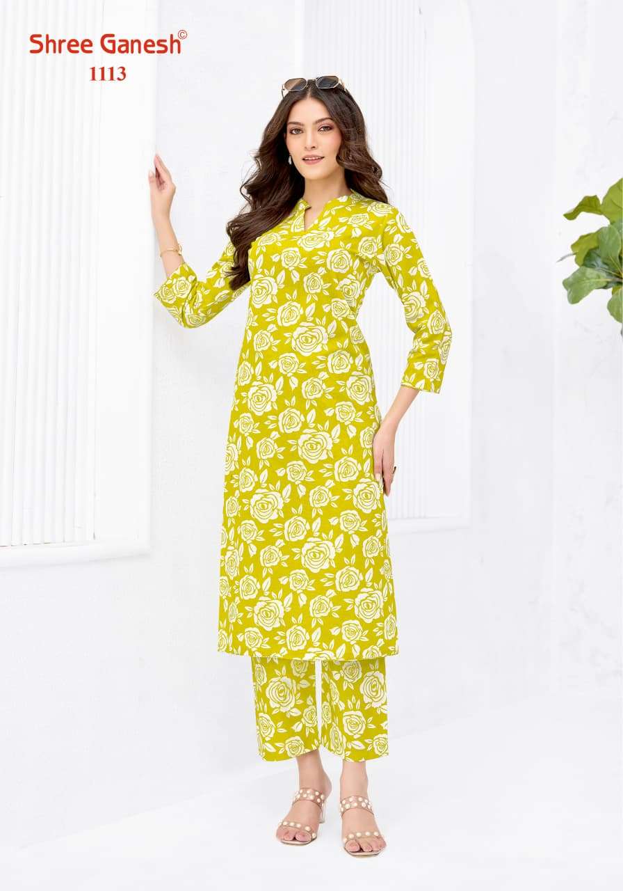 SHREE GANESH ANANYA VOL 1 COTTON PRINT FANCY A LINE STYLE KURTI WITH PANT PAIR 