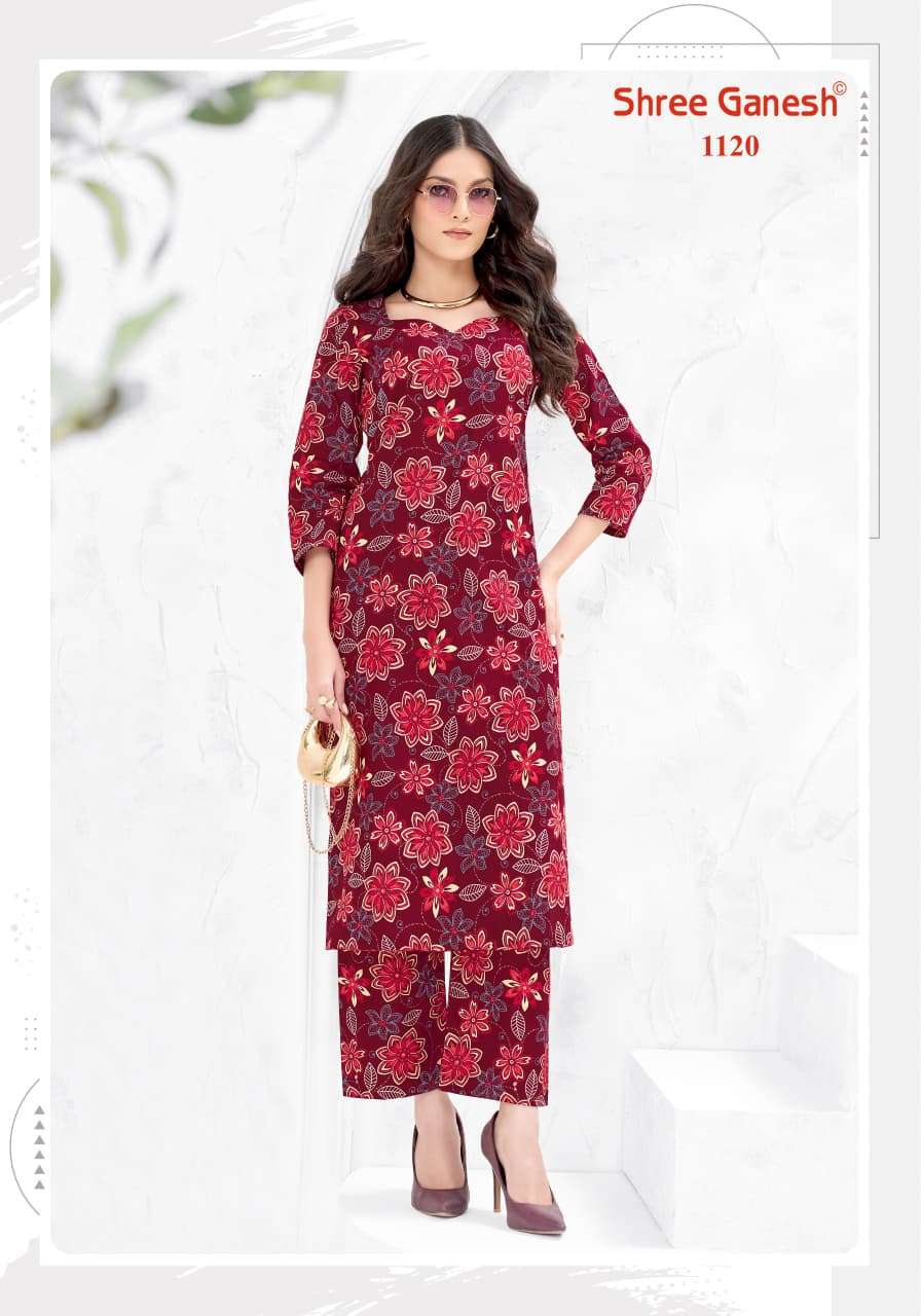 SHREE GANESH ANANYA VOL 1 COTTON PRINT FANCY A LINE STYLE KURTI WITH PANT PAIR 