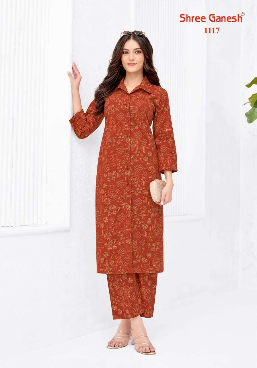 SHREE GANESH ANANYA VOL 1 COTTON PRINT FANCY A LINE STYLE KURTI WITH PANT PAIR 