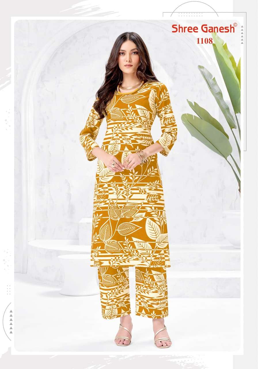 SHREE GANESH ANANYA VOL 1 COTTON PRINT FANCY A LINE STYLE KURTI WITH PANT PAIR 