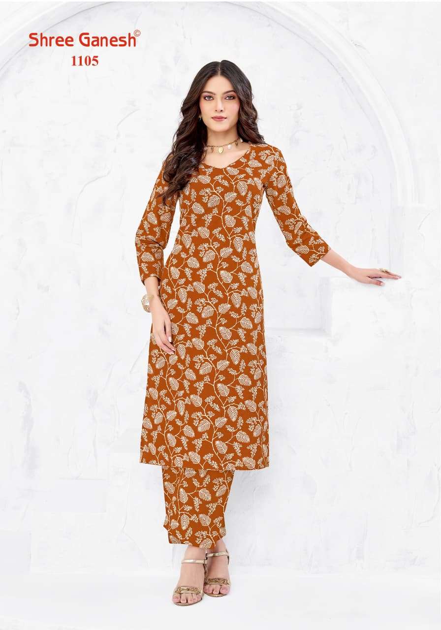 SHREE GANESH ANANYA VOL 1 COTTON PRINT FANCY A LINE STYLE KURTI WITH PANT PAIR 