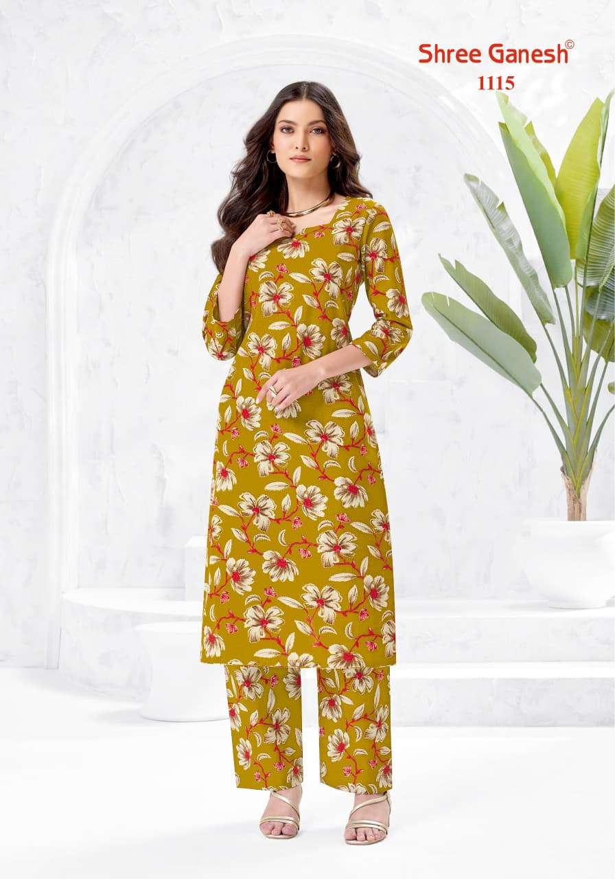 SHREE GANESH ANANYA VOL 1 COTTON PRINT FANCY A LINE STYLE KURTI WITH PANT PAIR 