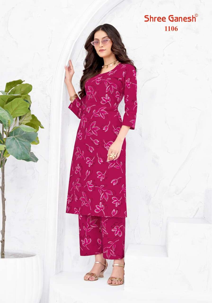 SHREE GANESH ANANYA VOL 1 COTTON PRINT FANCY A LINE STYLE KURTI WITH PANT PAIR 