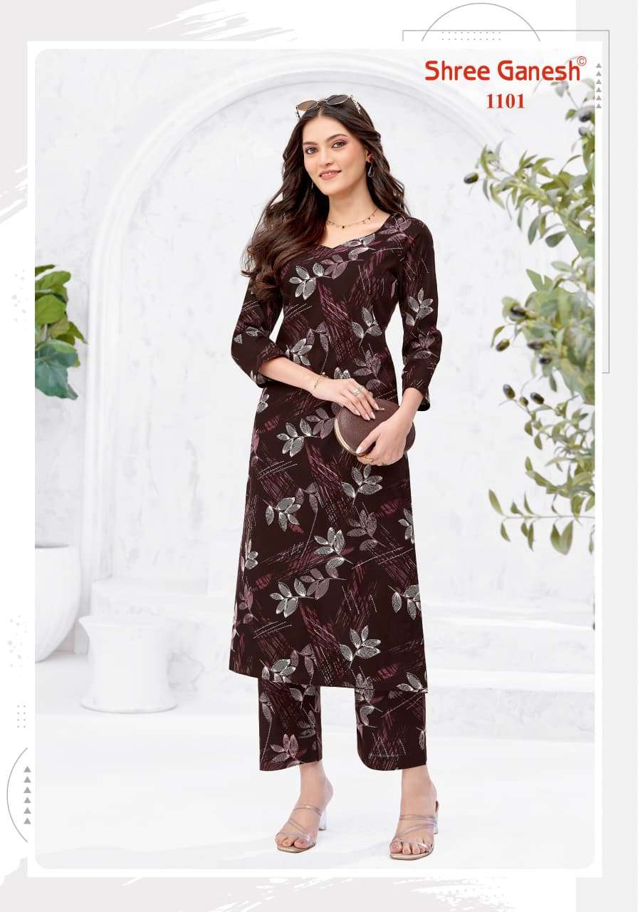 SHREE GANESH ANANYA VOL 1 COTTON PRINT FANCY A LINE STYLE KURTI WITH PANT PAIR 