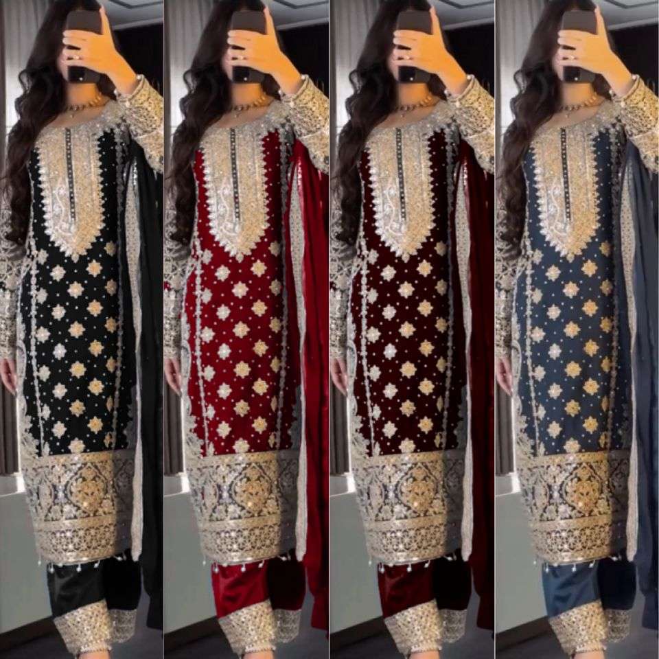 SR 1654 GEORGETTE HEAVY SEQUENCE EMBROIDERY DESIGNER WORK FESTIVE WEAR LADIES SUIT