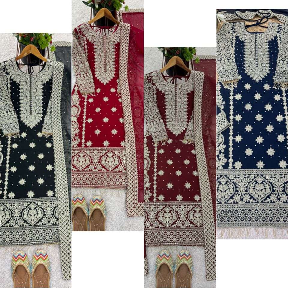 SR 1654 GEORGETTE HEAVY SEQUENCE EMBROIDERY DESIGNER WORK FESTIVE WEAR LADIES SUIT