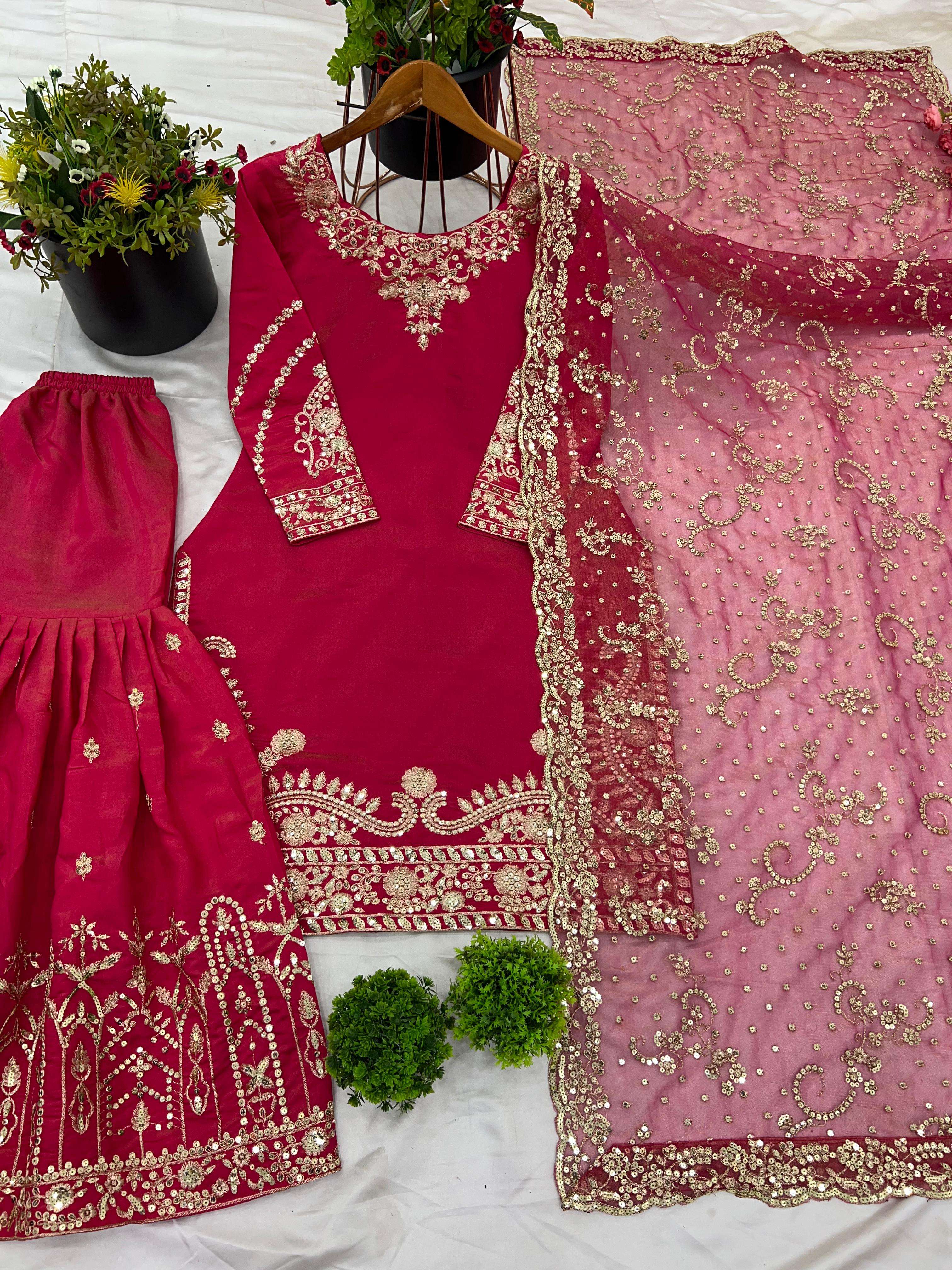 SR 1670 GEORGETTE HEAVY DESIGNER WEDDING WEAR LADIES SUIT 