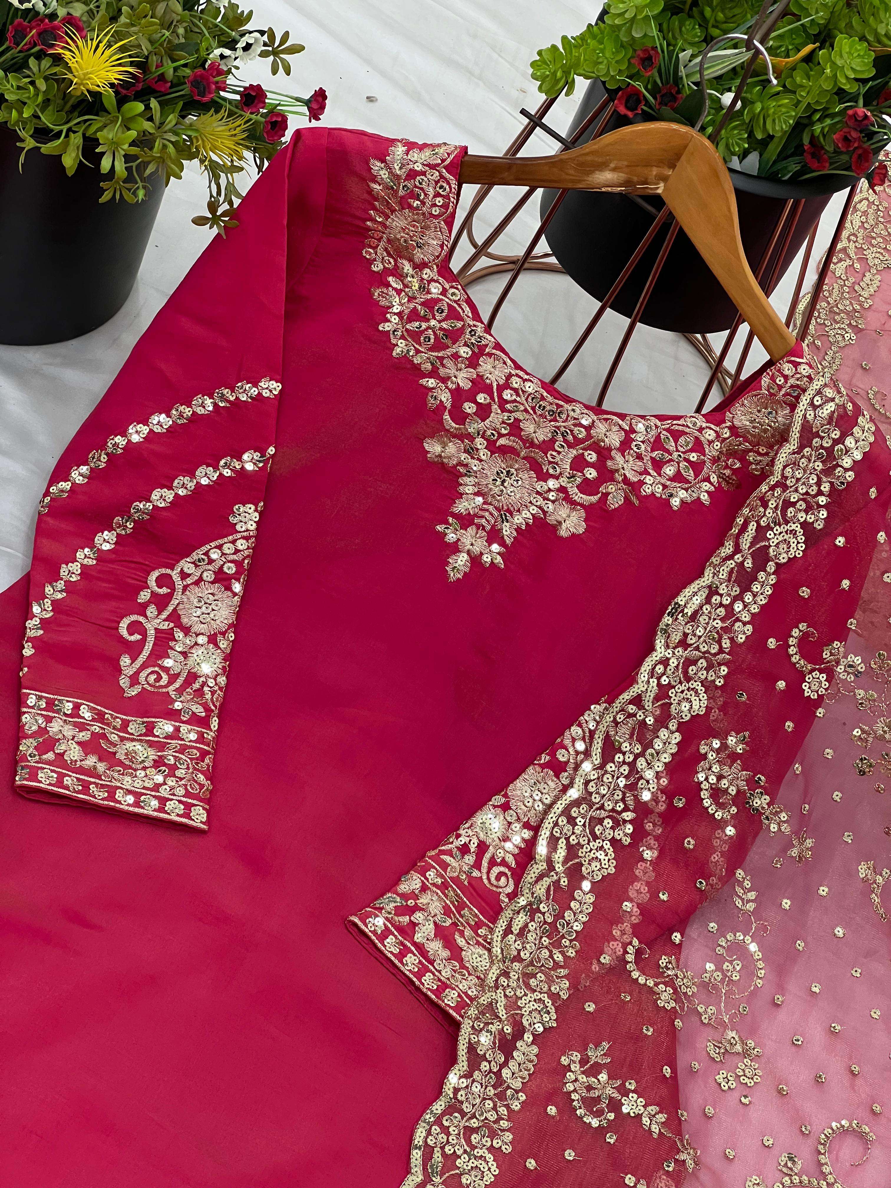 SR 1670 GEORGETTE HEAVY DESIGNER WEDDING WEAR LADIES SUIT 