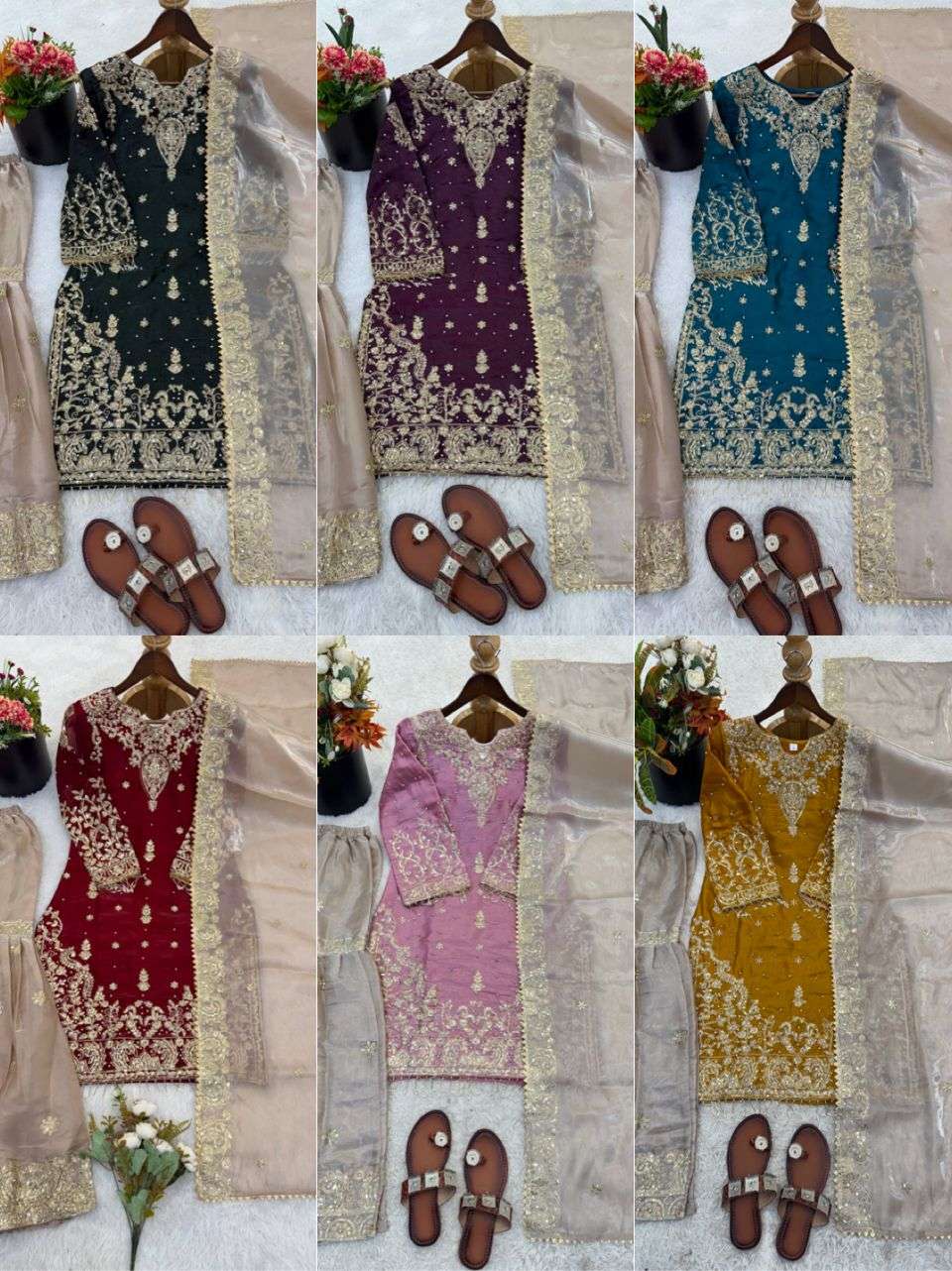 SR 1702 SILK HEAVY BEAUTIFUL EMBROIDERY DESIGNER FESTIVE WEAR LADIES SHARARA SUIT