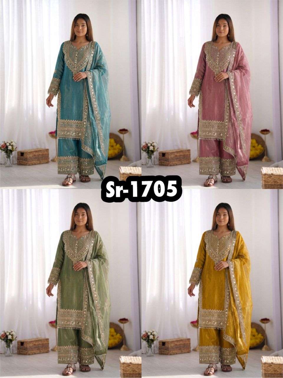SR 1705 SILK BEAUTIFUL DESIGNER LOOK PARTY WEAR LADIES SHARARA SUIT