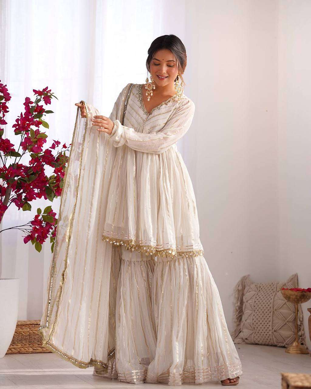 SRK 5334 BEAUTIFUL PARTY WEAR DESIGNER LOOK LADIES SHARARA SUIT