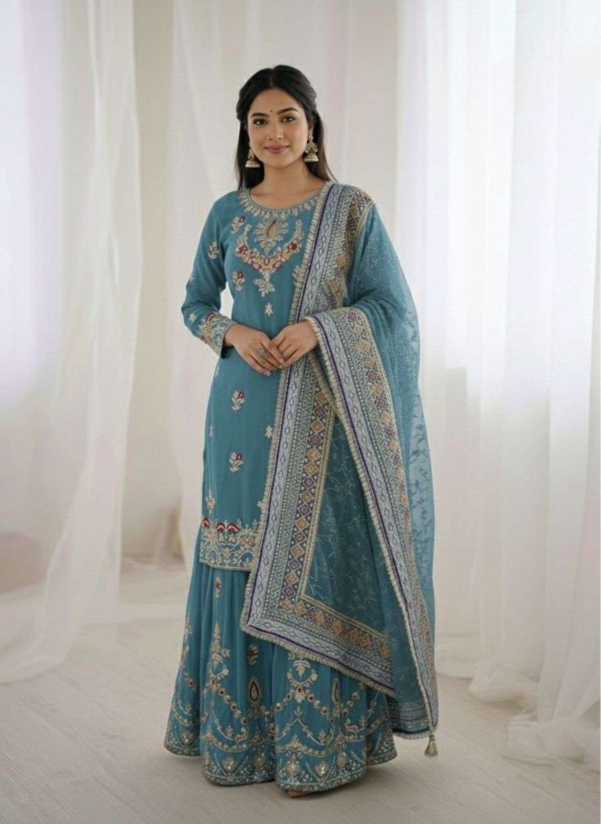 SSR 5007 GEORGETTE HEAVY DESIGNER PARTY WEAR LADIES SHARARA SUIT