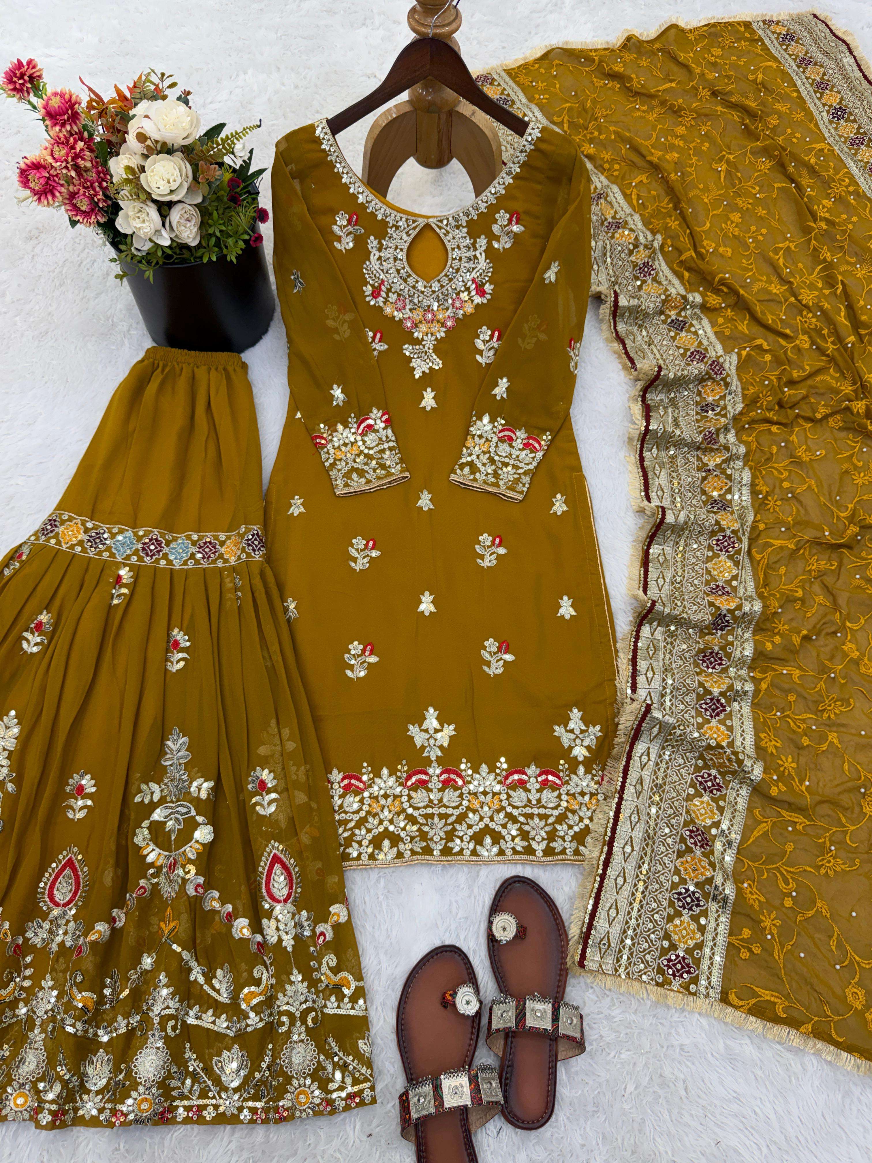 SSR 5007 GEORGETTE HEAVY DESIGNER PARTY WEAR LADIES SHARARA SUIT