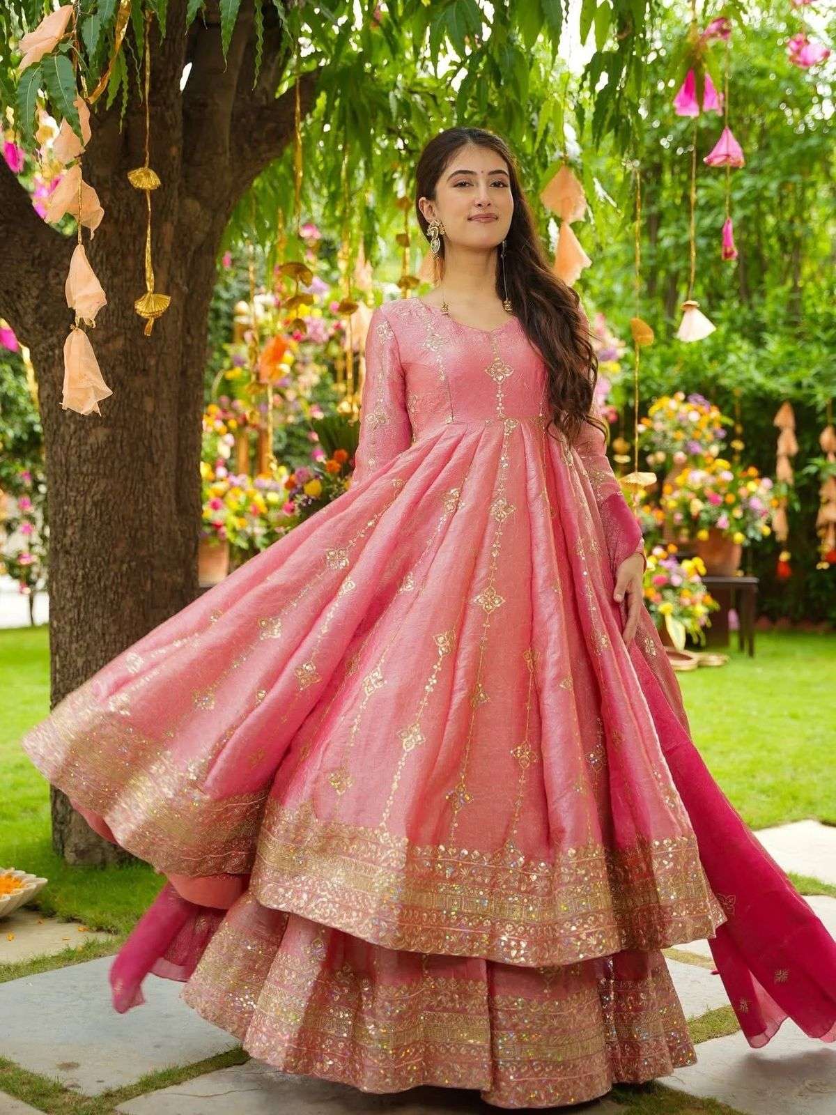 SSR 526 SILK SEQUENCE EMBROIDERY WORK PARTY WEAR LADIES SUIT