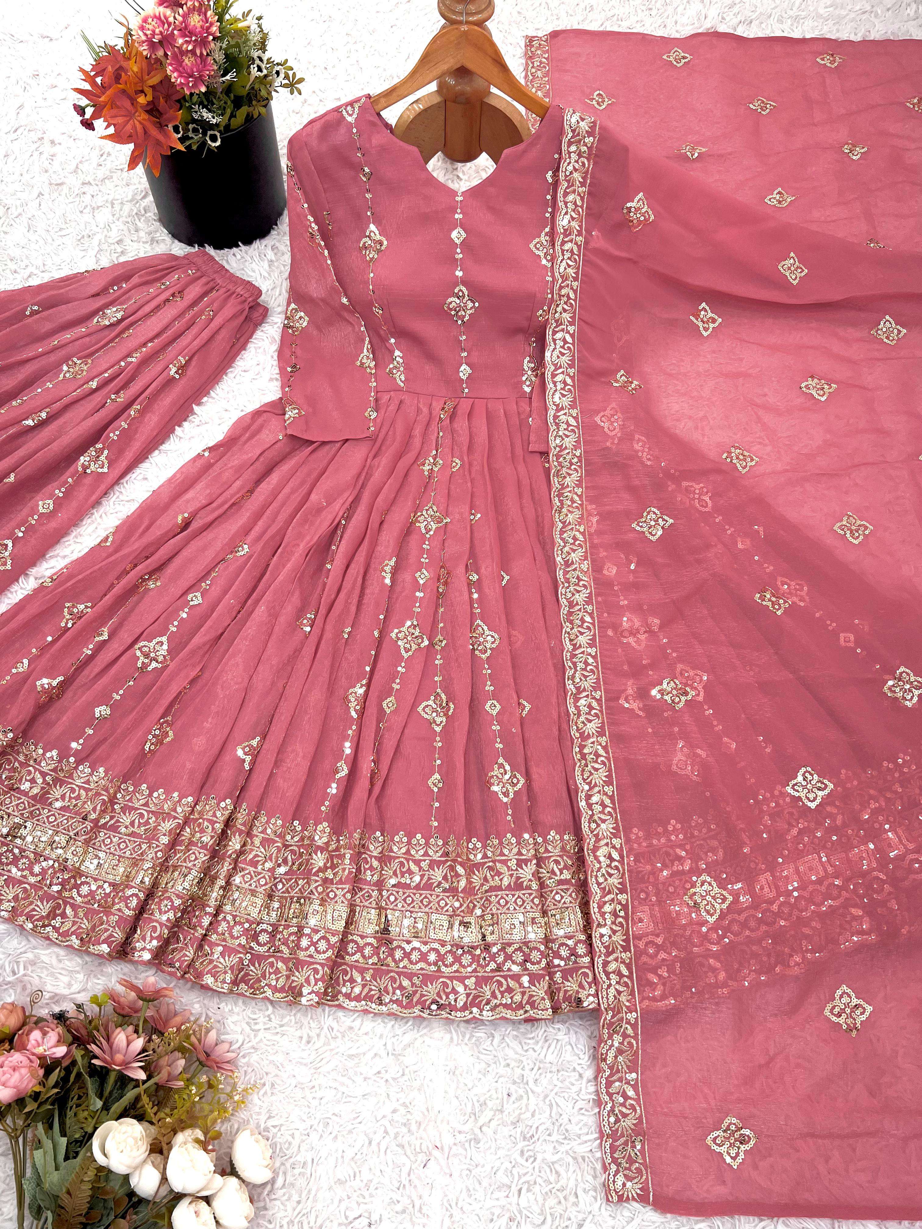 SSR 526 SILK SEQUENCE EMBROIDERY WORK PARTY WEAR LADIES SUIT