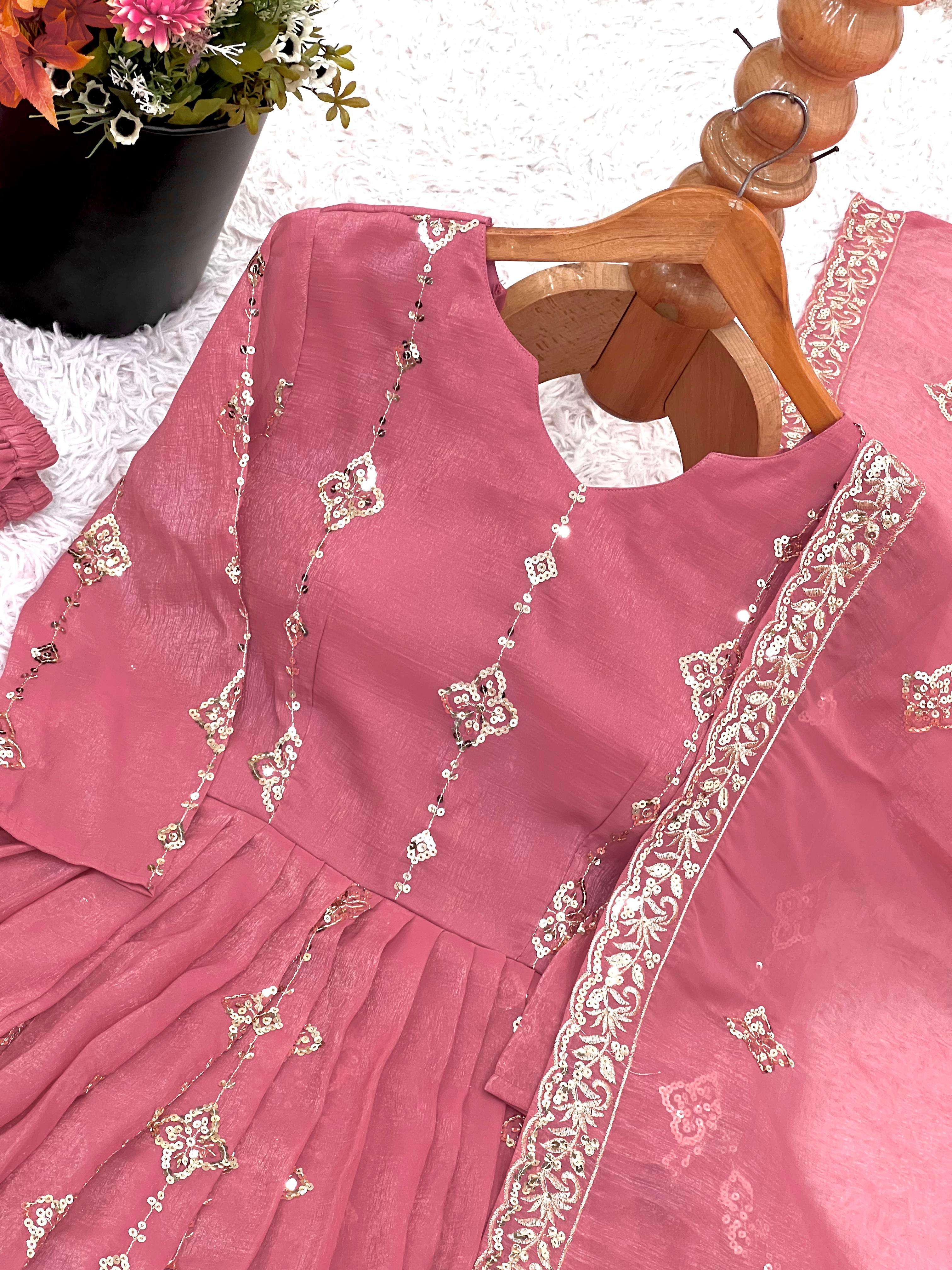SSR 526 SILK SEQUENCE EMBROIDERY WORK PARTY WEAR LADIES SUIT