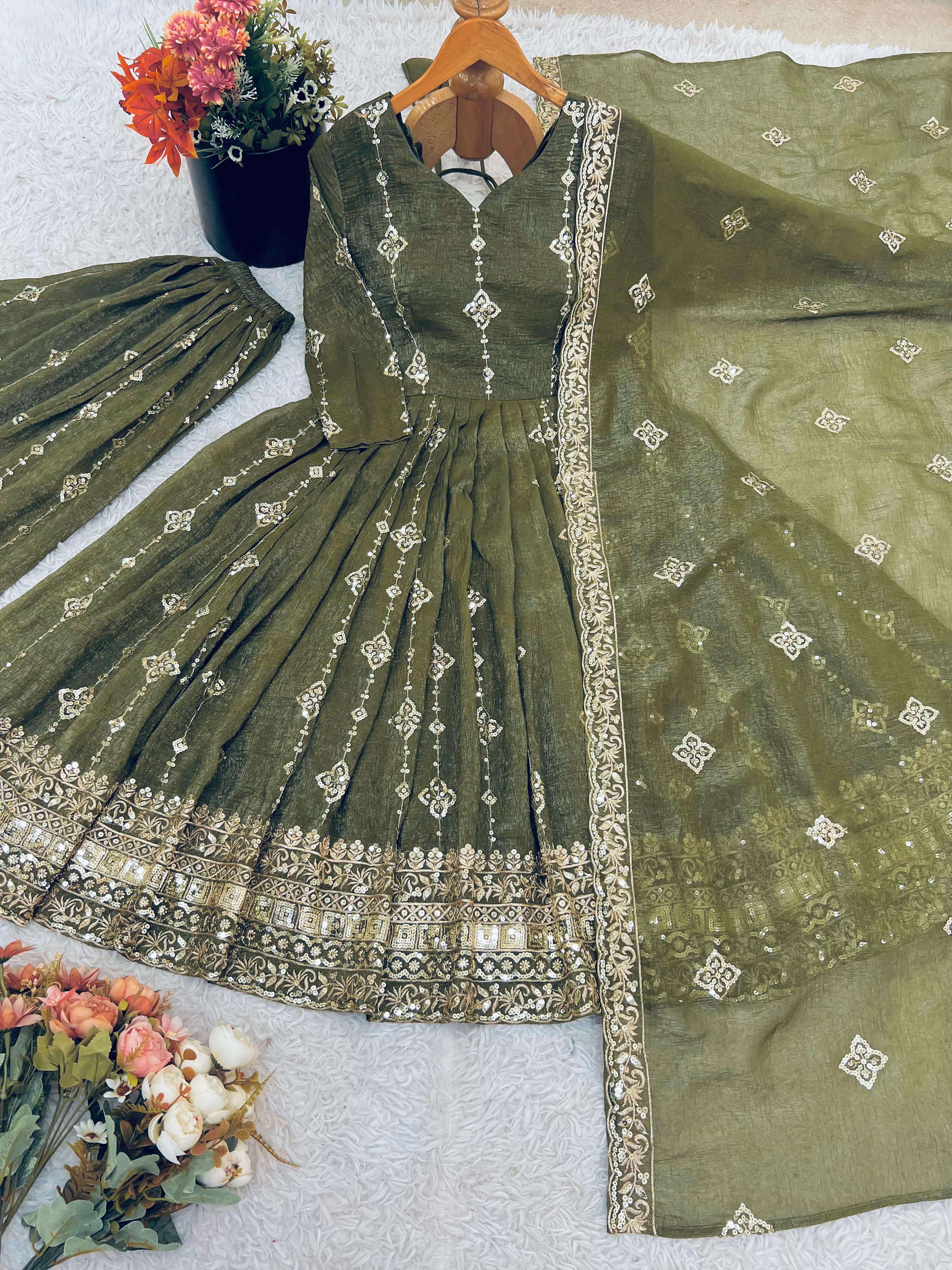 SSR 526 SILK SEQUENCE EMBROIDERY WORK PARTY WEAR LADIES SUIT