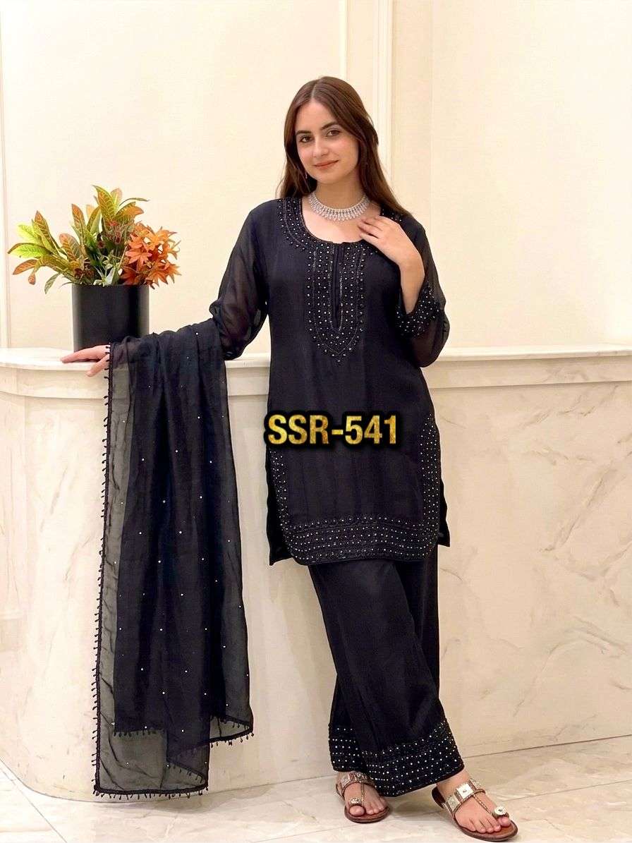 SSR 541 SILK HEAVY SEQUENCE EMBROIDERY DESIGNER PAKISTANI STYLE LADIES SUIT