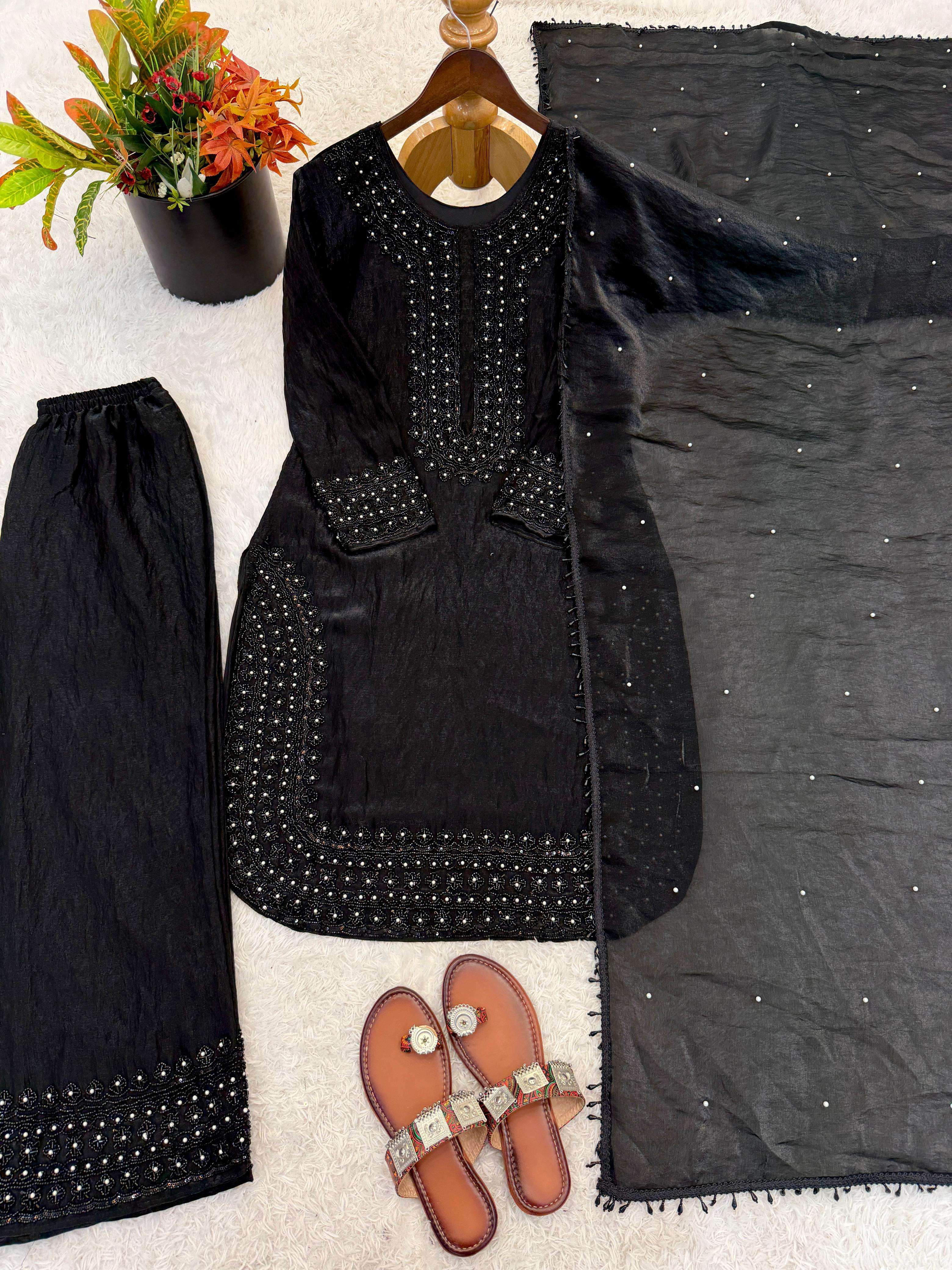 SSR 541 SILK HEAVY SEQUENCE EMBROIDERY DESIGNER PAKISTANI STYLE LADIES SUIT
