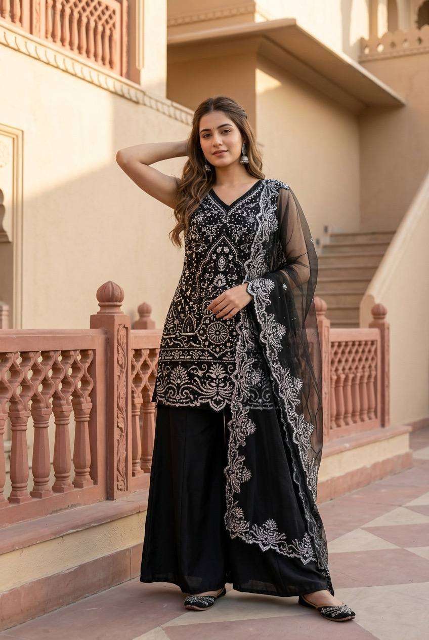 ST 203 GEORGETTE HEAVY GORGEOUS DESIGNER LOOK PARTY WEAR LADIES SUIT