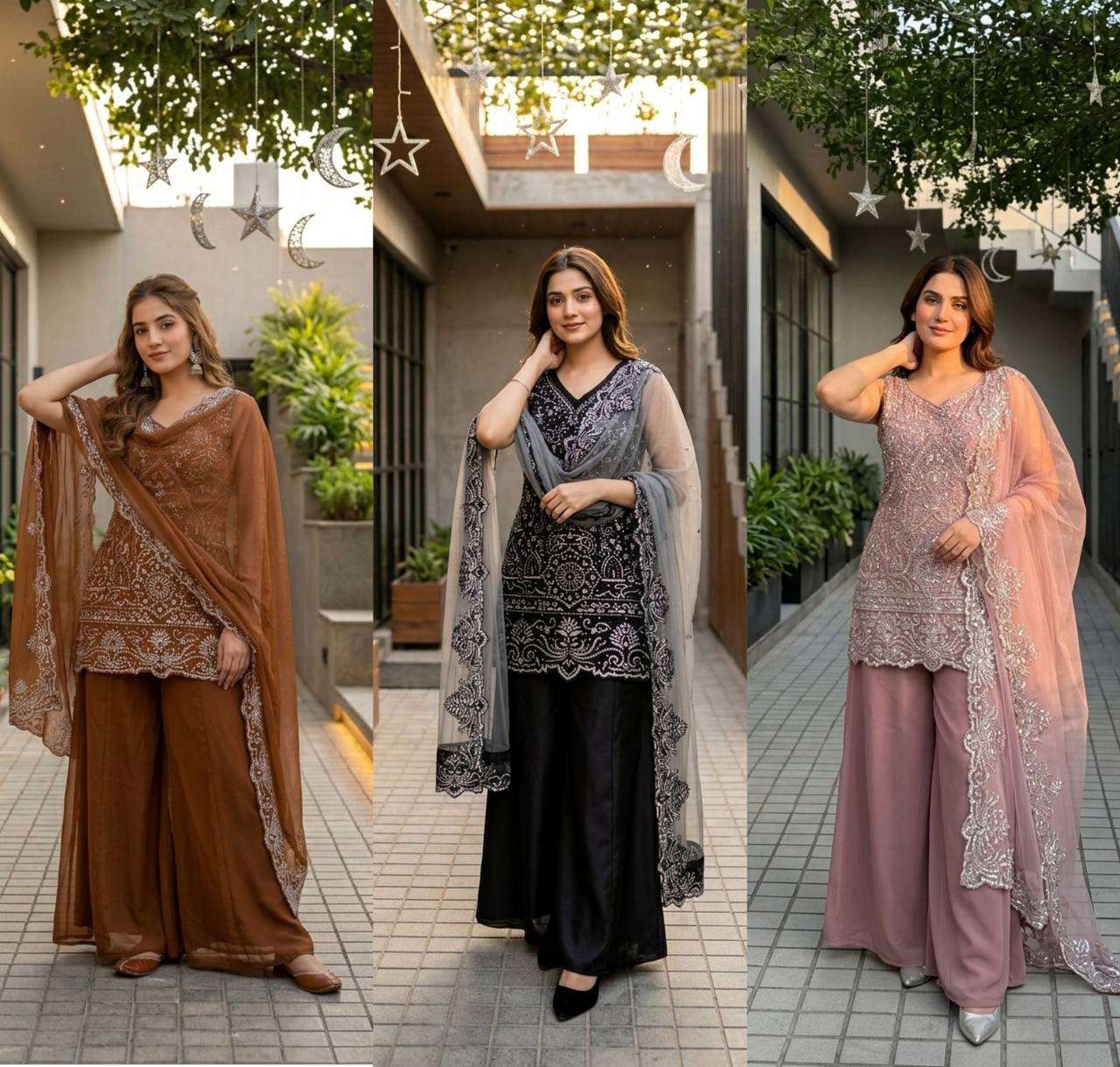 ST 203 GEORGETTE HEAVY GORGEOUS DESIGNER LOOK PARTY WEAR LADIES SUIT