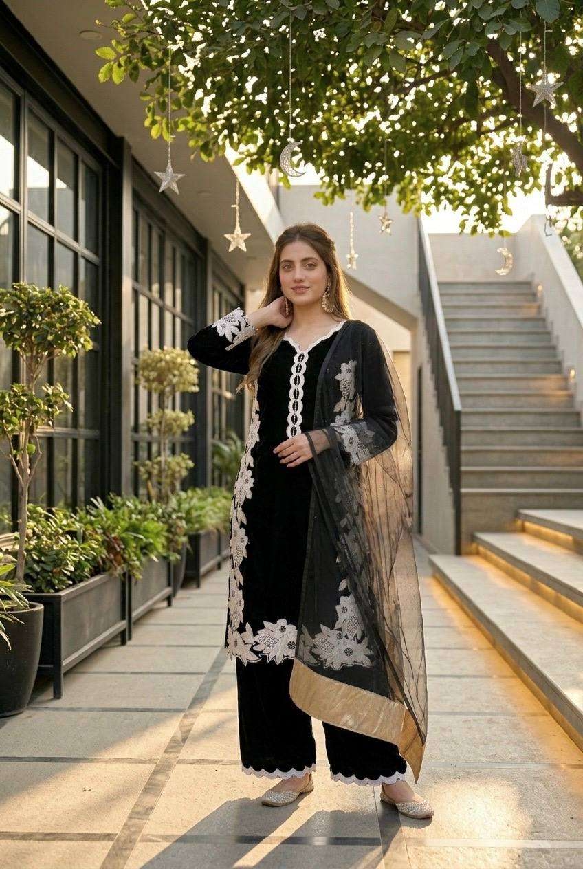 ST 213 SILK  FANCY WORK LADIES 3PCS SET COLLECTION 