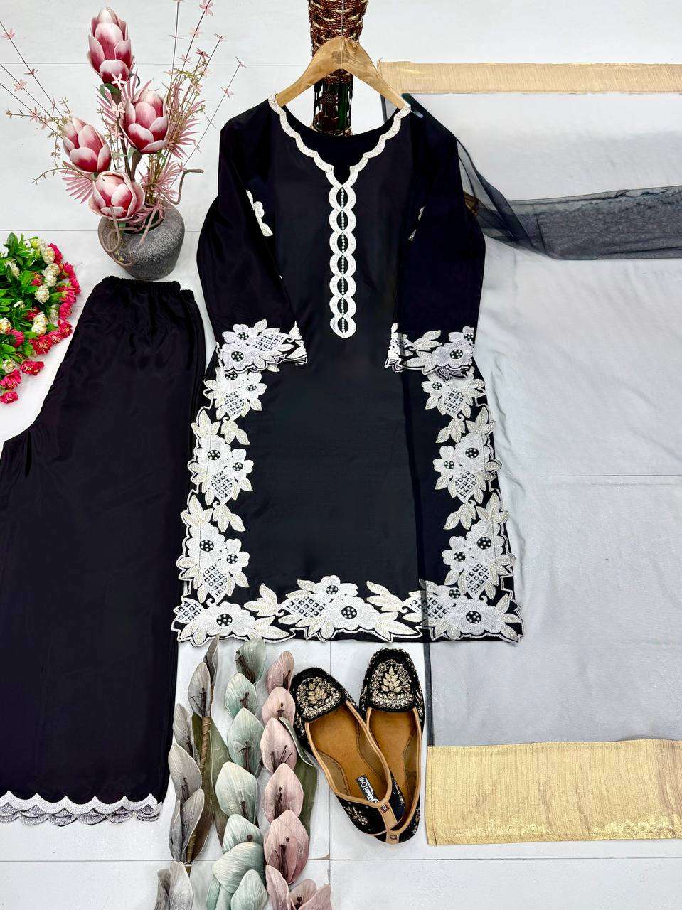 ST 213 SILK  FANCY WORK LADIES 3PCS SET COLLECTION 