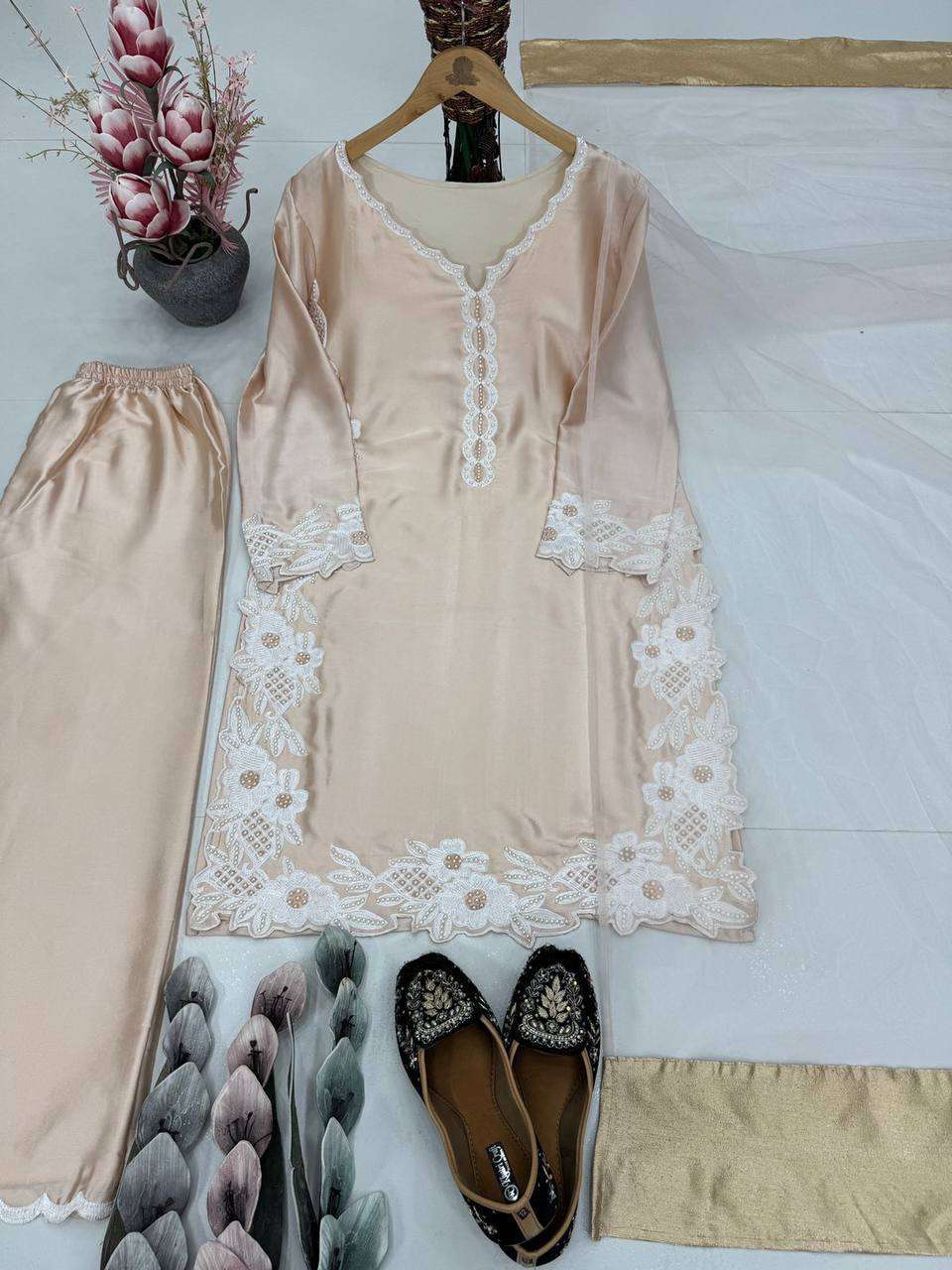 ST 213 SILK  FANCY WORK LADIES 3PCS SET COLLECTION 
