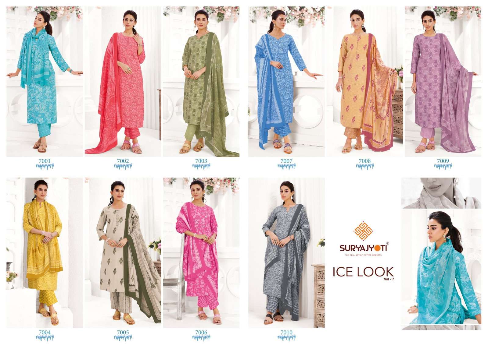  SURYAJYOTI ICE LOOK VOL 7 COTTON PRINTED LADIES READY MADE SUIT