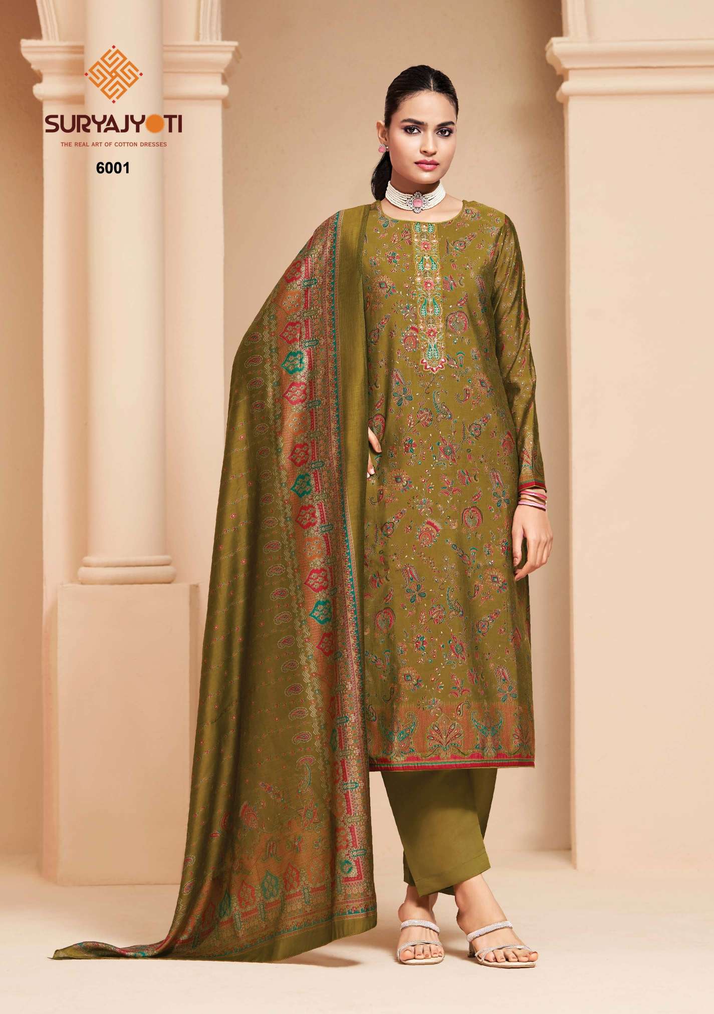  SURYAJYOTI KAJAL VOL 6 MODAL SILK PRINT FABRIC FANCY WORKS LADIES SUIT