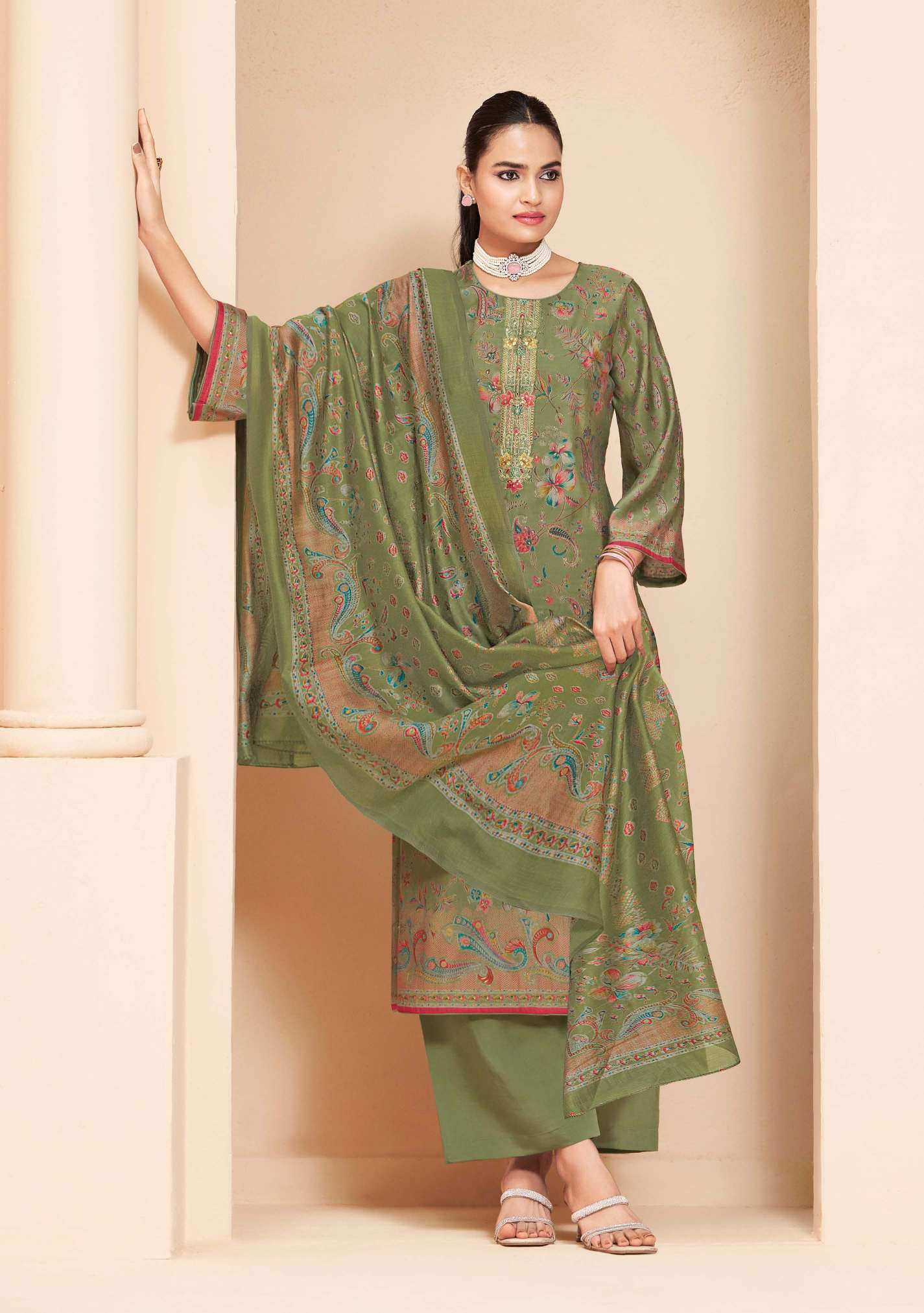  SURYAJYOTI KAJAL VOL 6 MODAL SILK PRINT FABRIC FANCY WORKS LADIES SUIT
