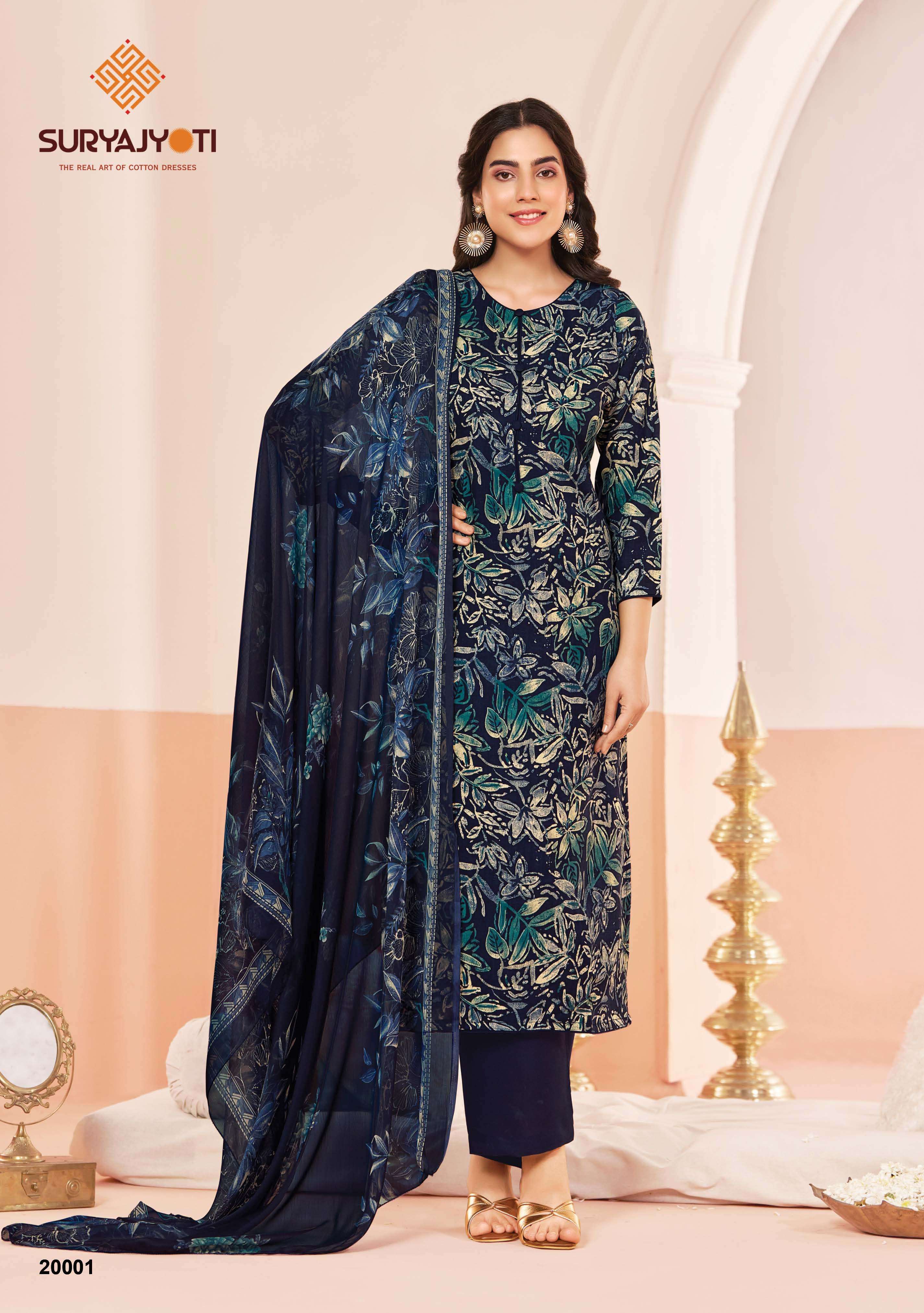 SURYAJYOTI PRINCESS VOL 20  RAYON PRINTS UNSTITCH LADIES SUIT
