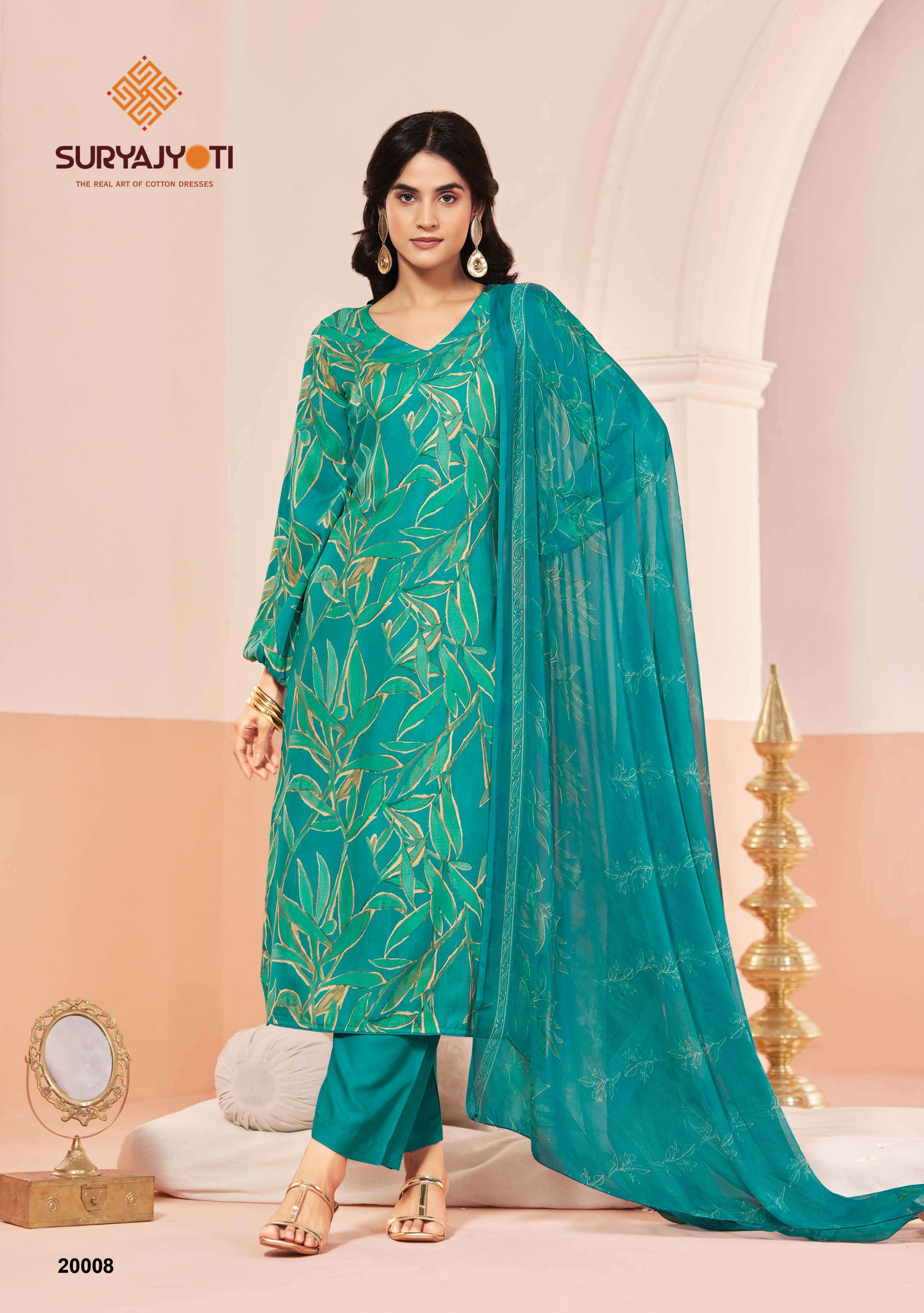 SURYAJYOTI PRINCESS VOL 20  RAYON PRINTS UNSTITCH LADIES SUIT