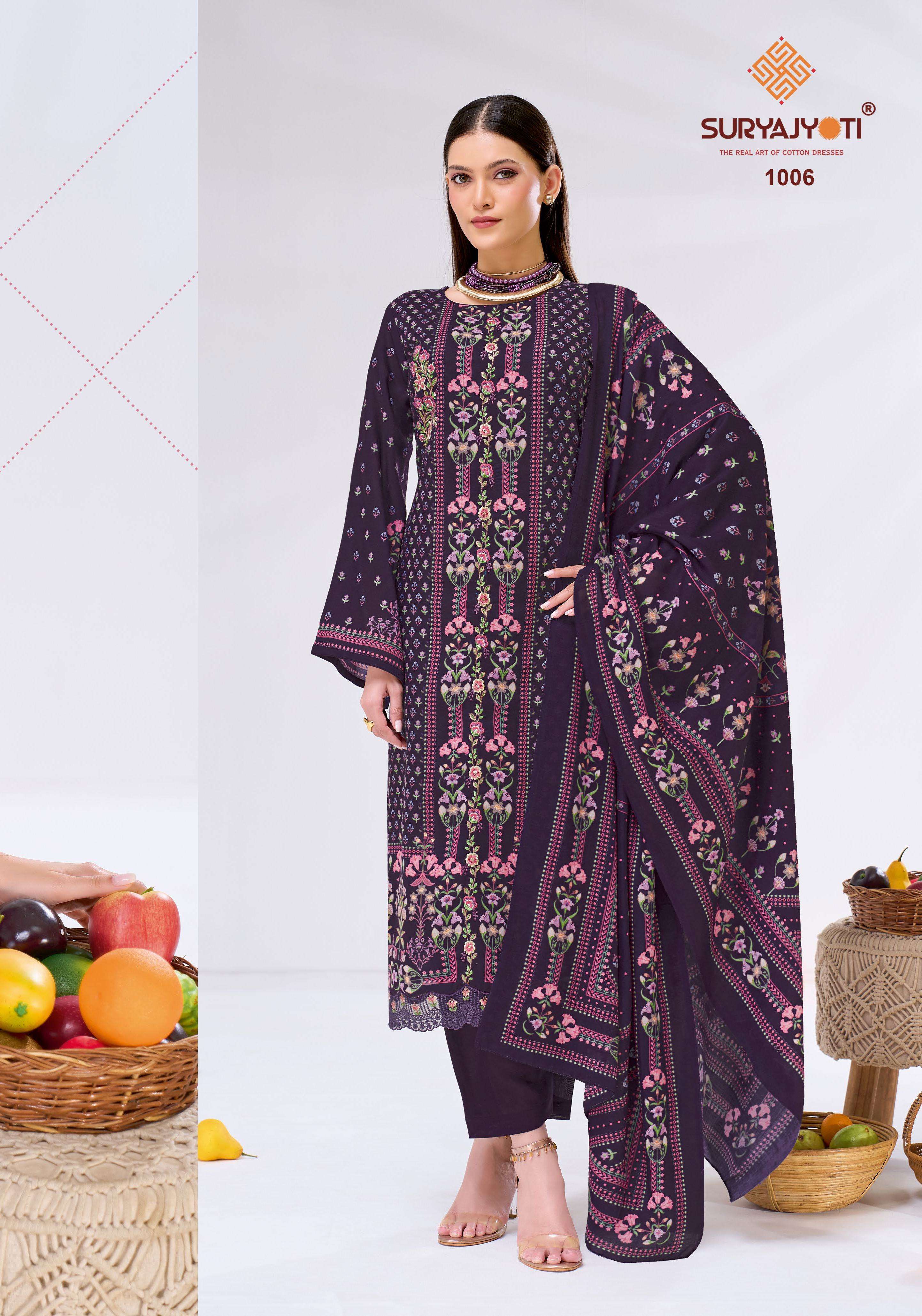 SURYAJYOTI ZAKIRAH VOL 1 COTTON PRINT WITH EMBROIDERY WORK SUIT