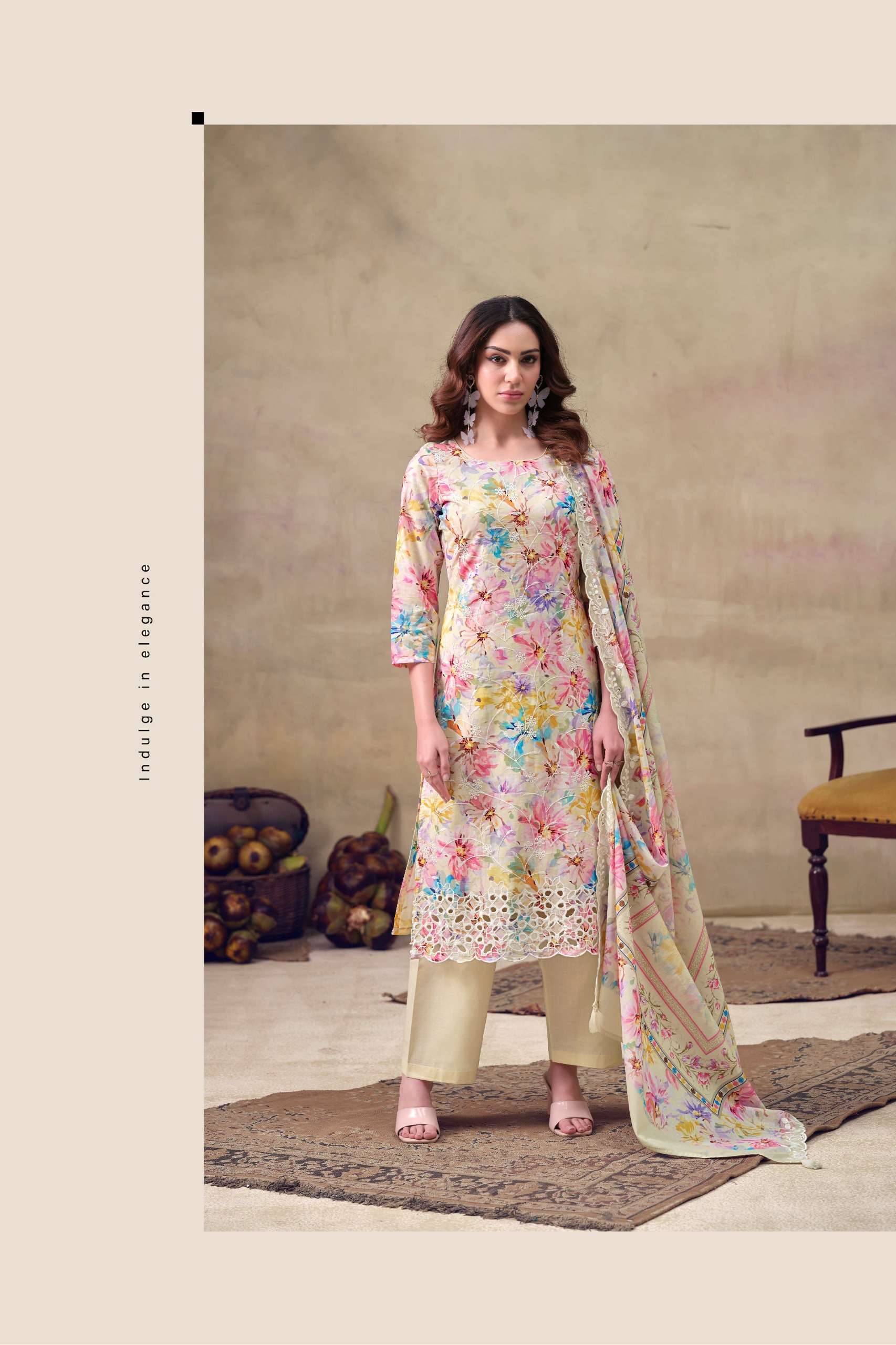 THE HERMITAGE SHOP IZNIK LAWN COTTON CHIKANKARI EMBROIDERY WORK SUIT