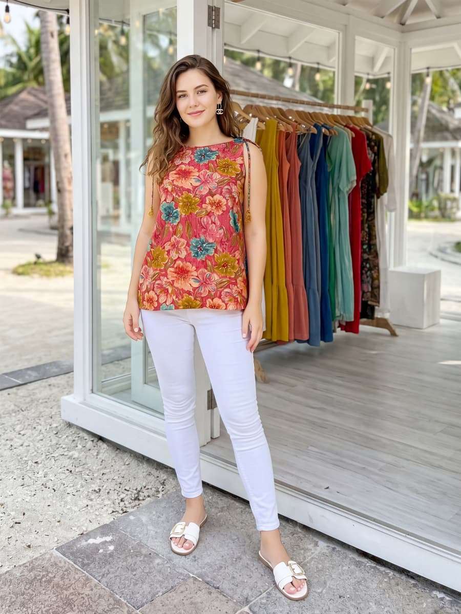 TIPS AND TOPS MIMI COTTON PRINT FANCY SUMMER WEAR LADIES TOP
